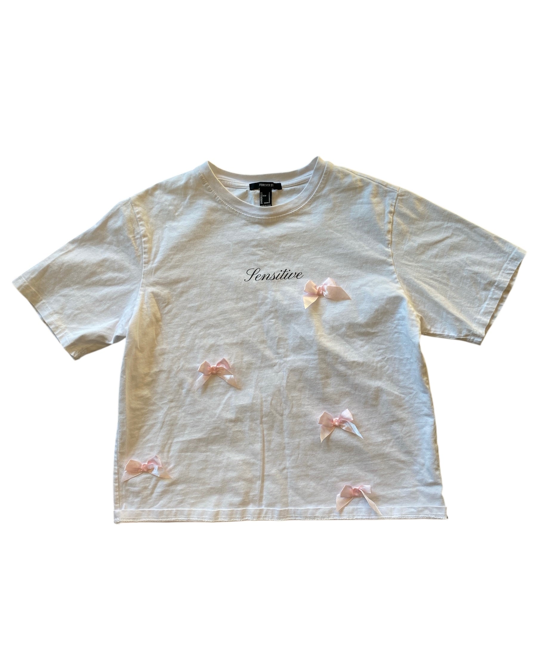 White Forever 21 Sensitive bows tee, S