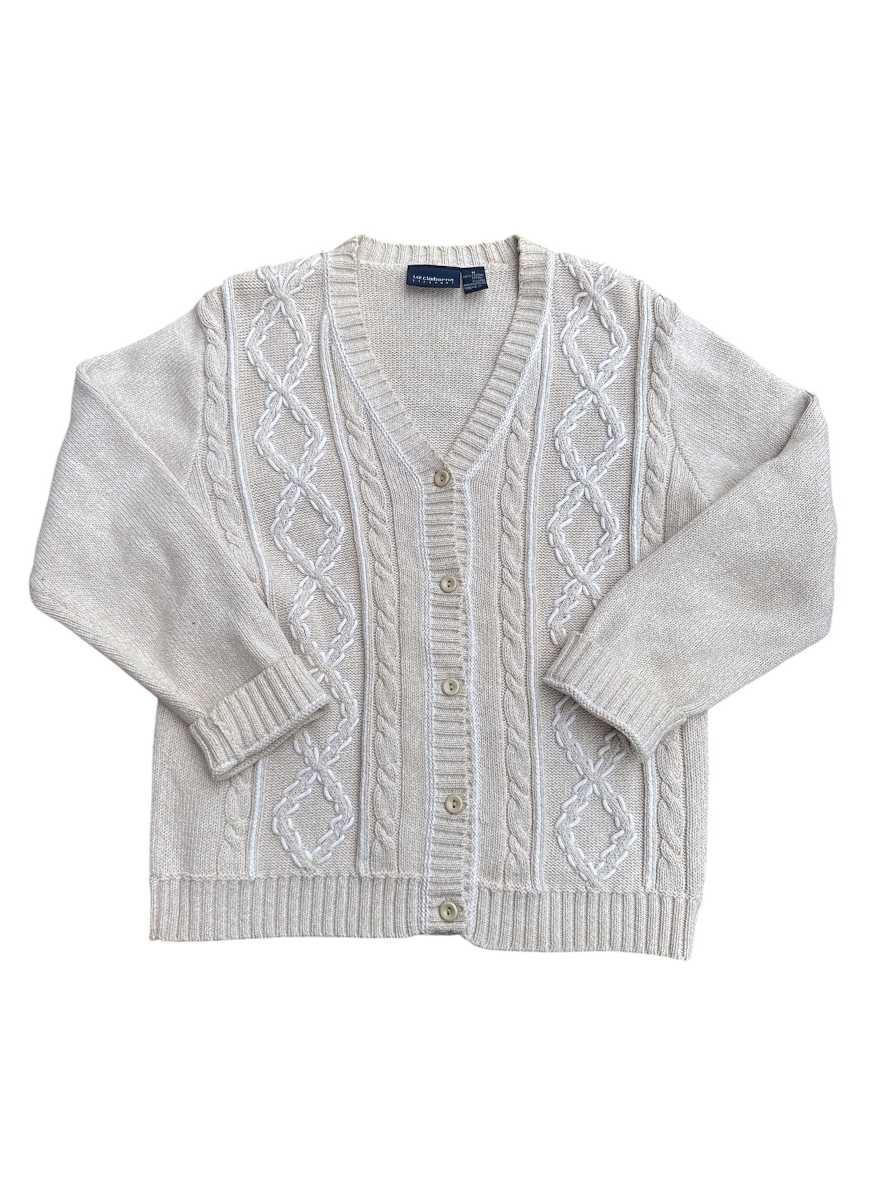 tan liz claiborne cardigan, m