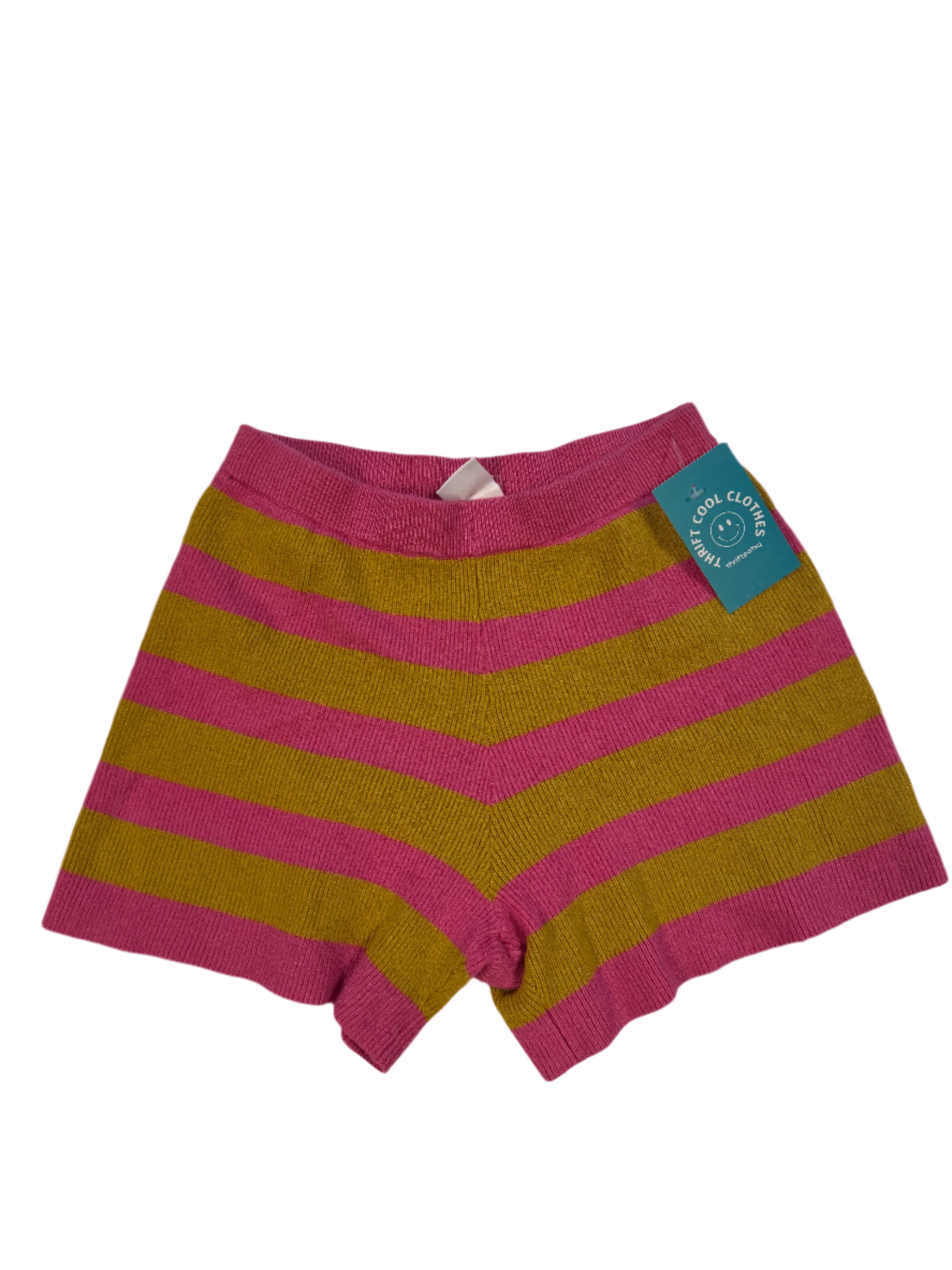 Pink yellow Xieerduo Striped knit shorts, S