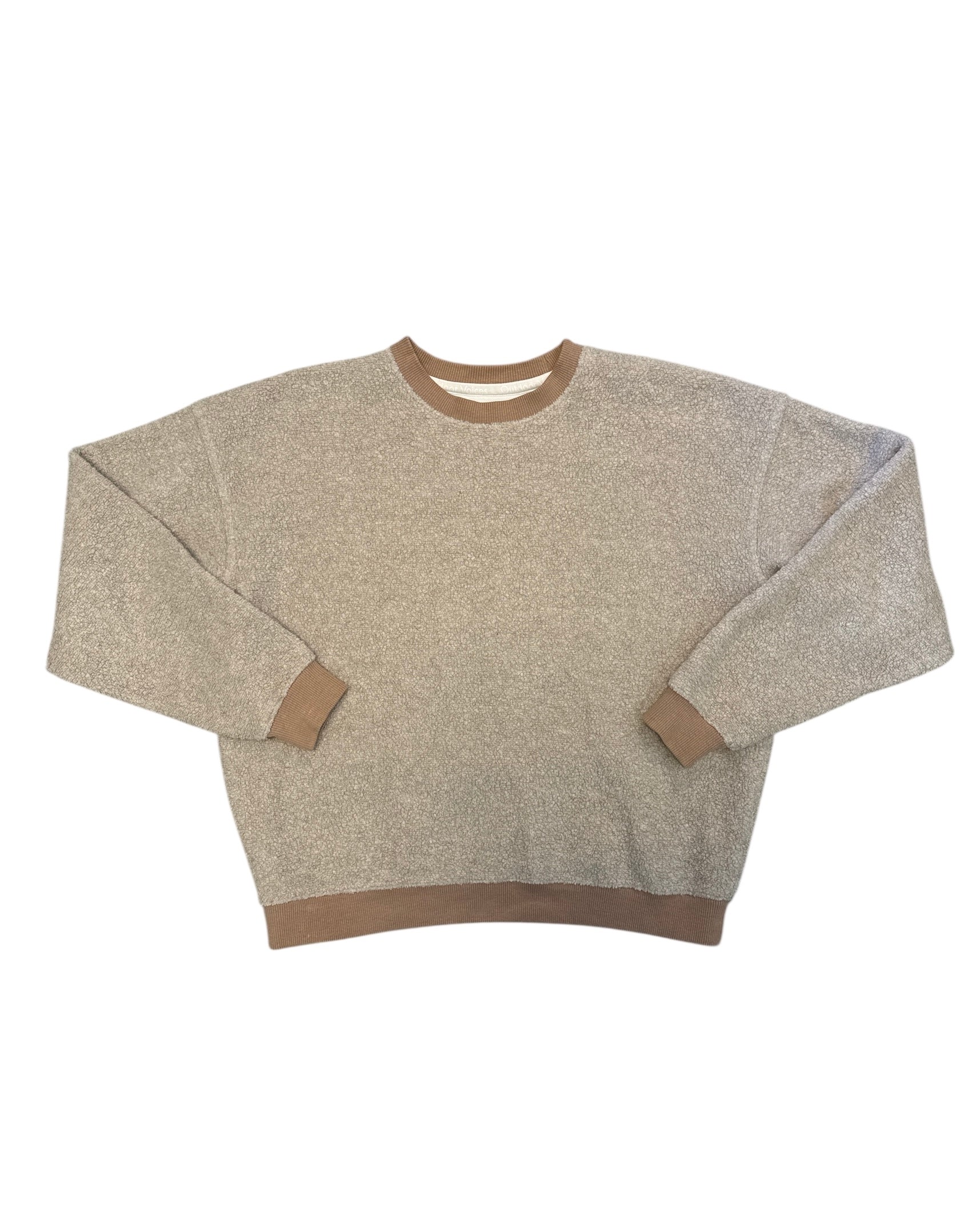 brown beige outdoor voices sherpa crewneck, s