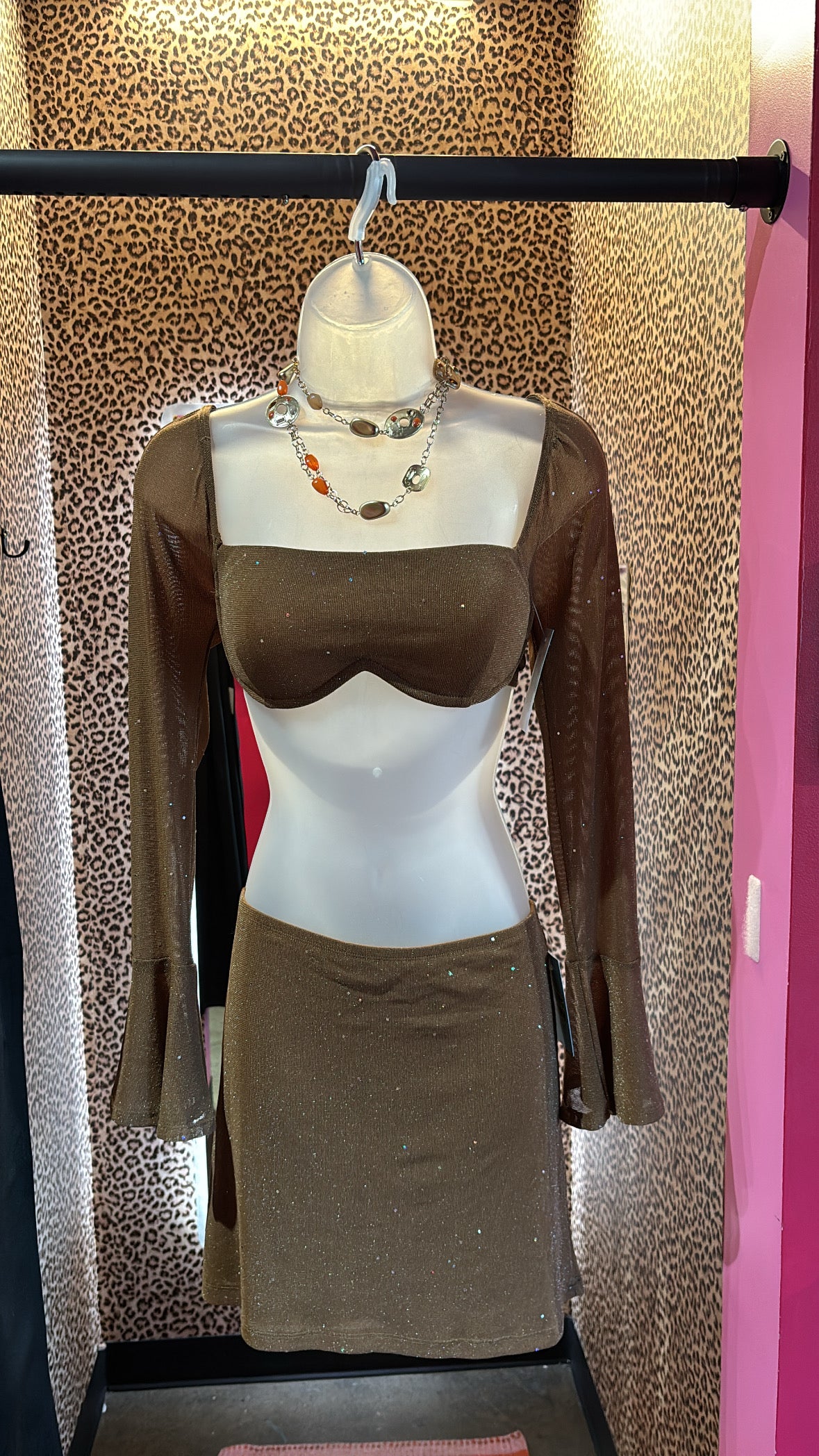 brown princess polly sparkly mesh mini skirt, 8