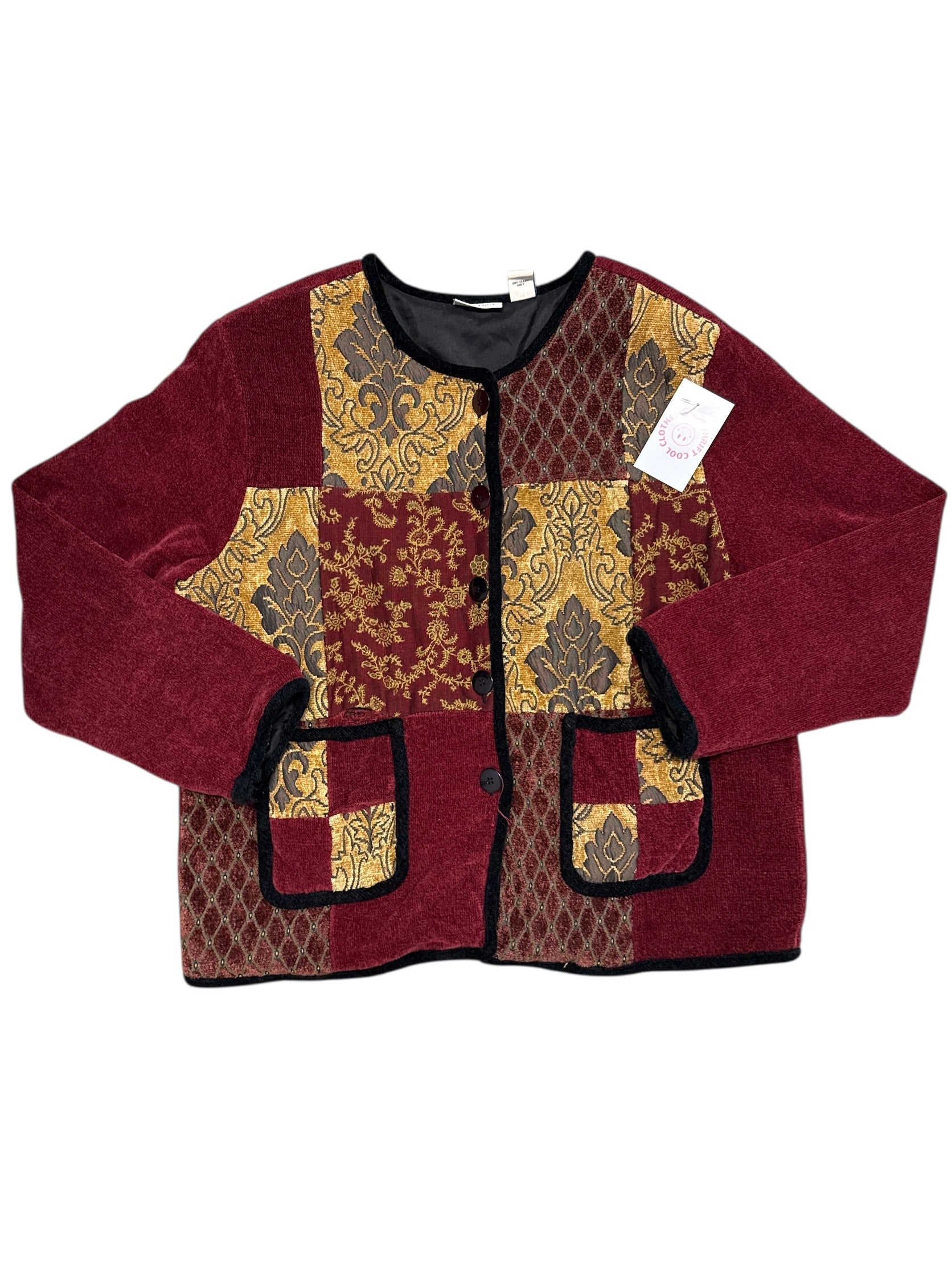 red gold analogy chenille patchowrk coat, L