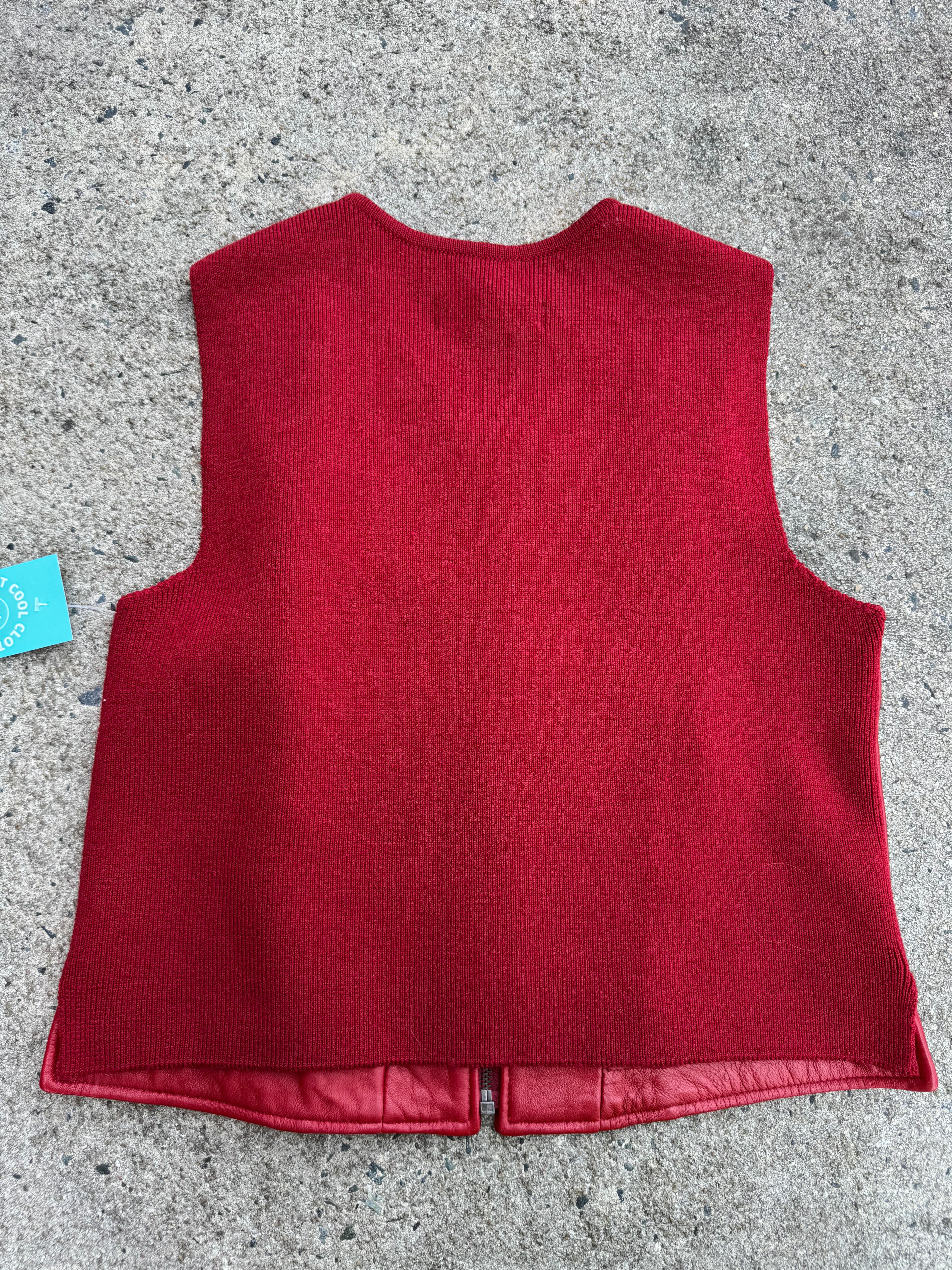 red valerie stevens leather vest, s