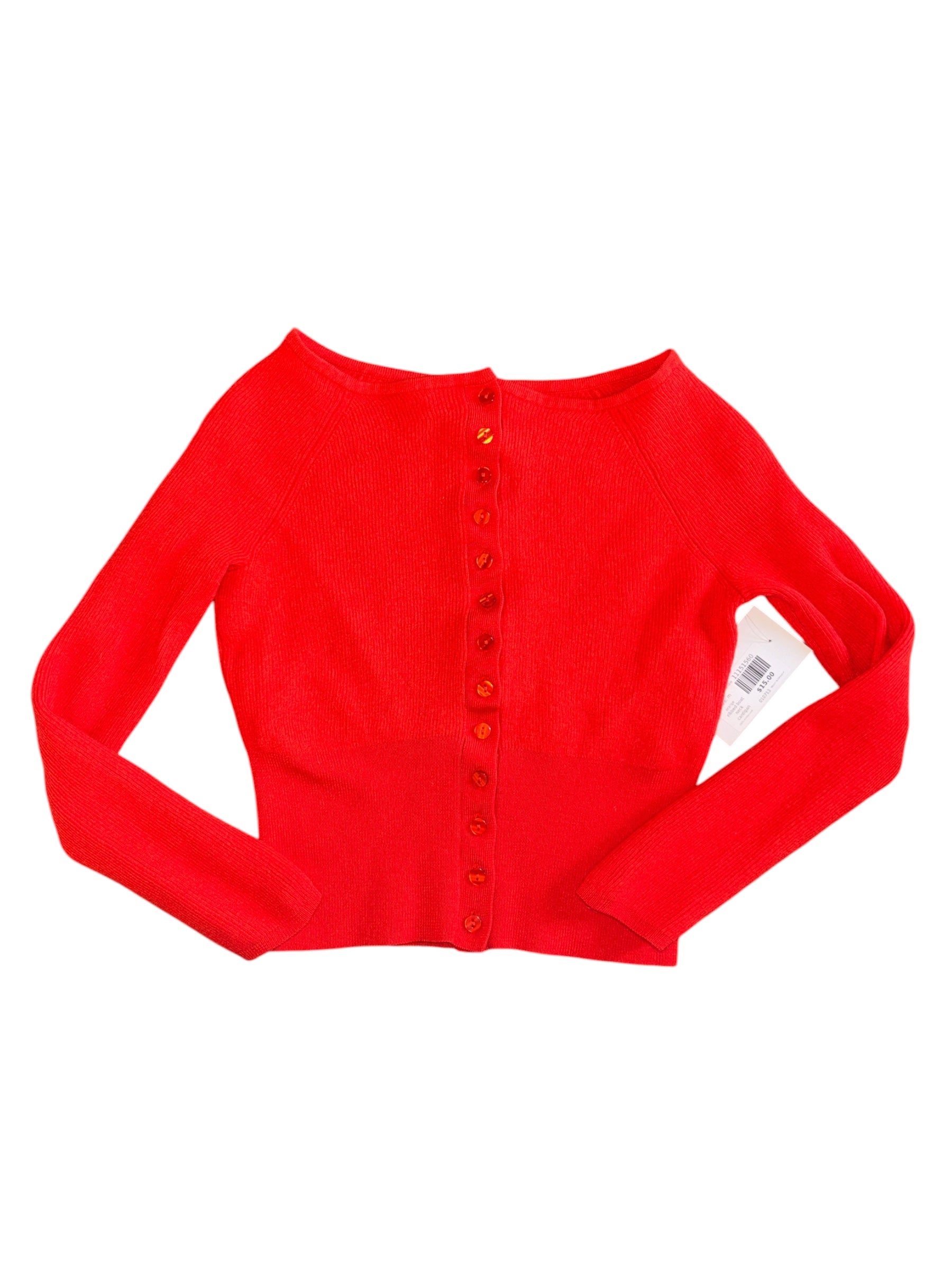 orange house of harlow ribbed boat neck cardigan, m