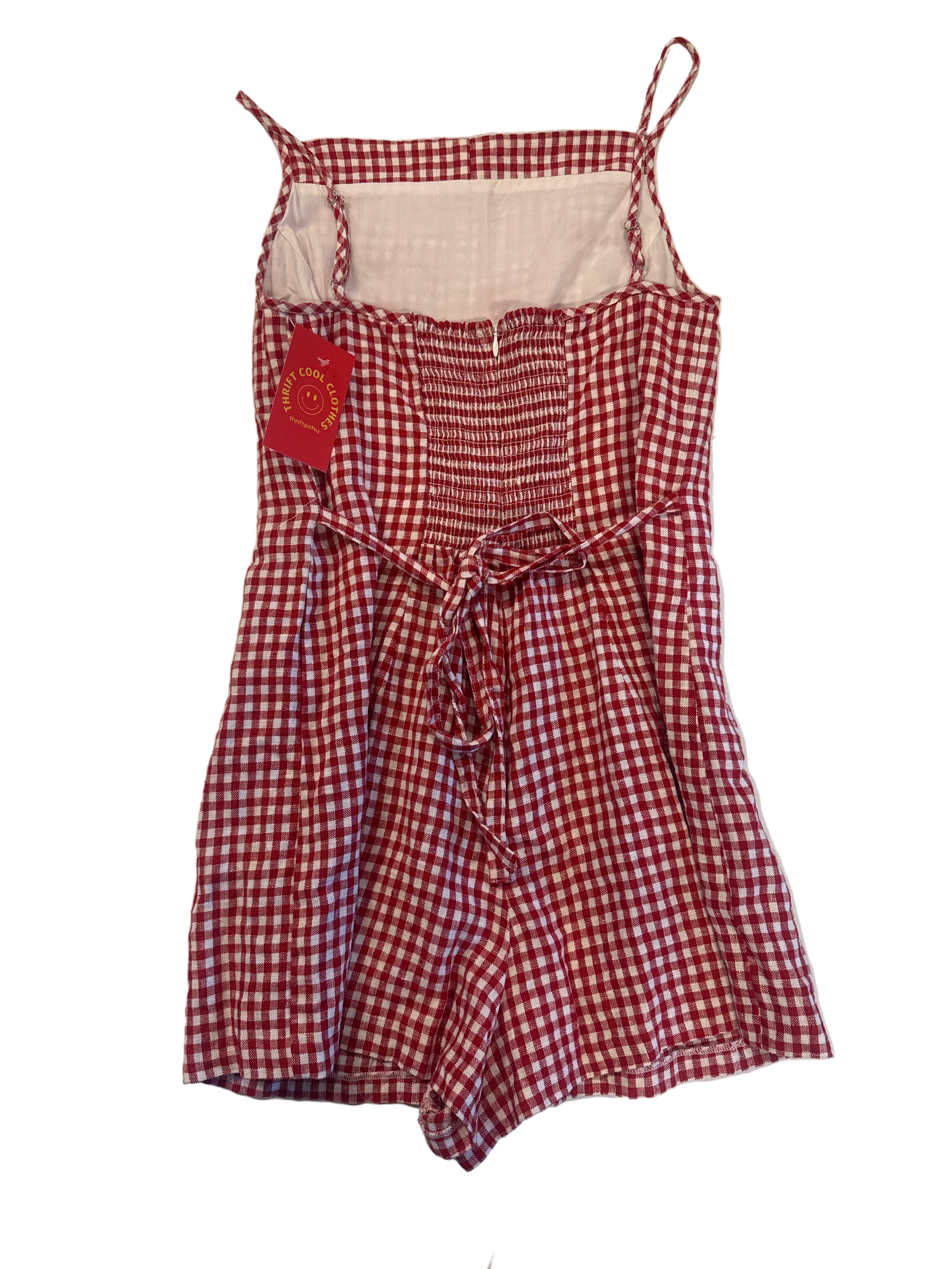 Red Reformation Gingham romper, 8 (fits like S)