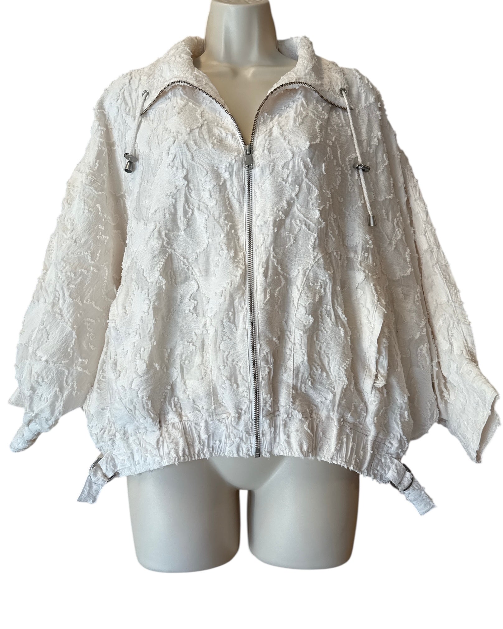 White Anthropologie Textured zip up, Xs