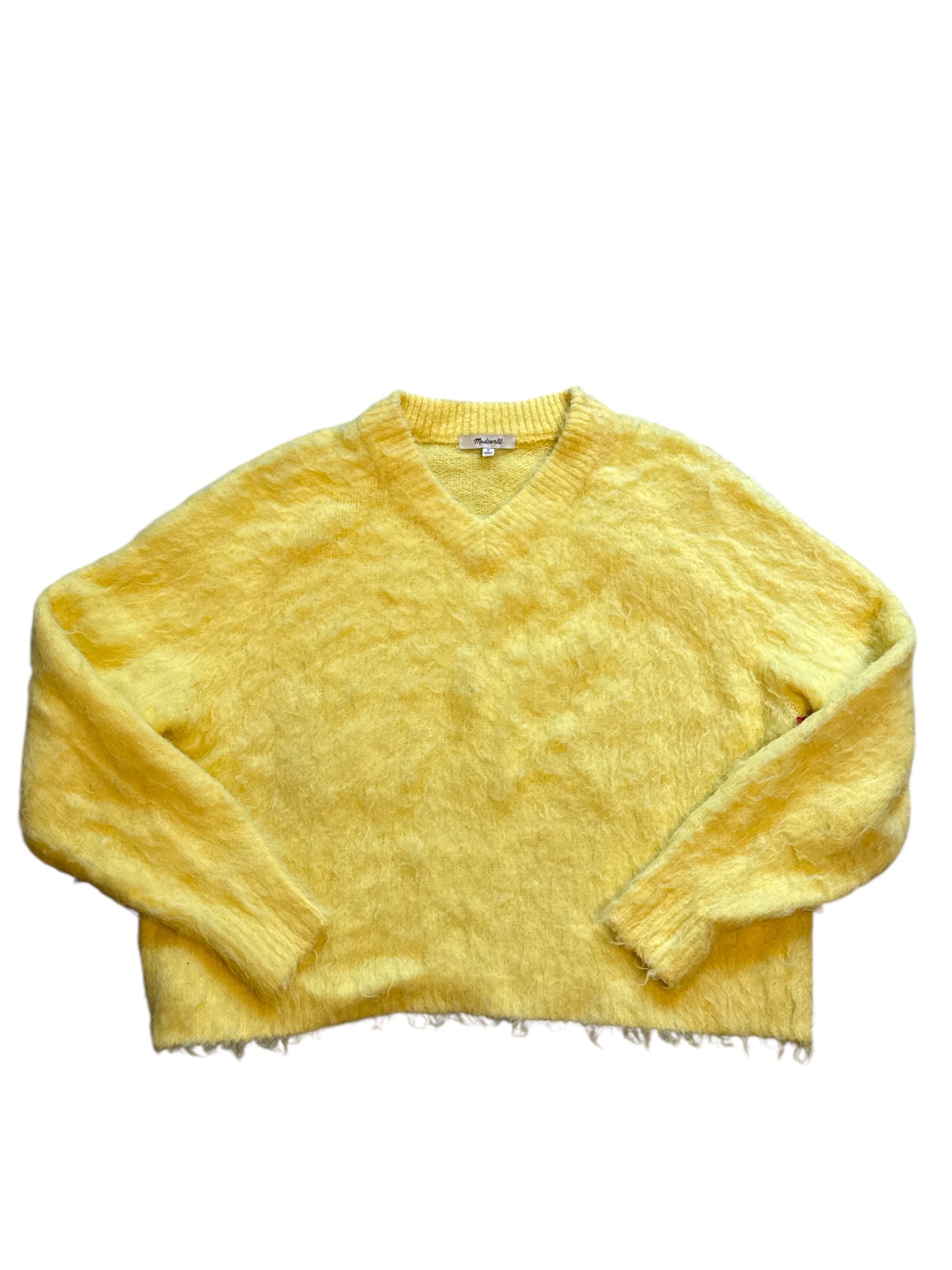 yellow madewell soft v neck sweater, m