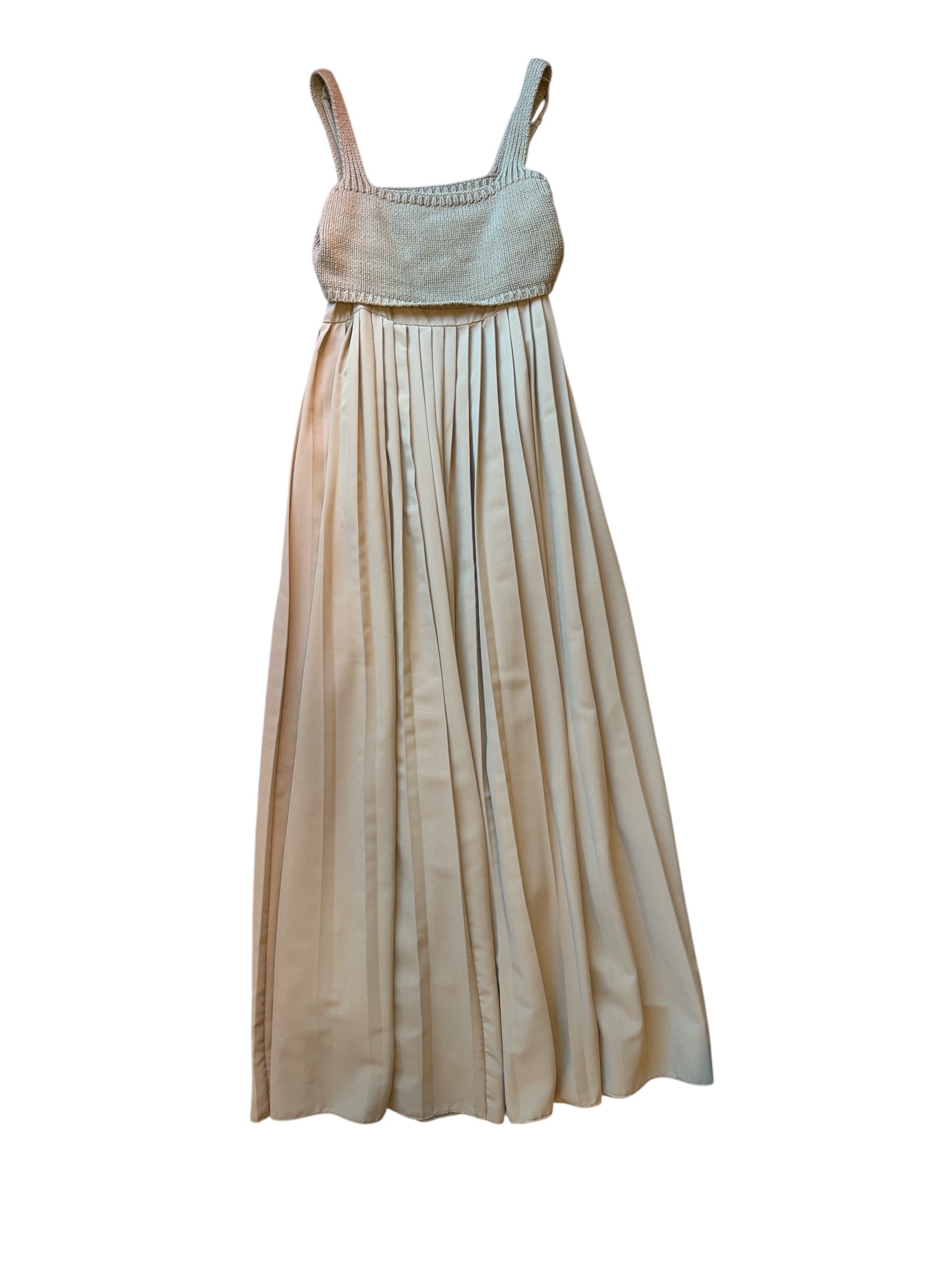 army green mare mare knit cami pleated maxi dress, xs
