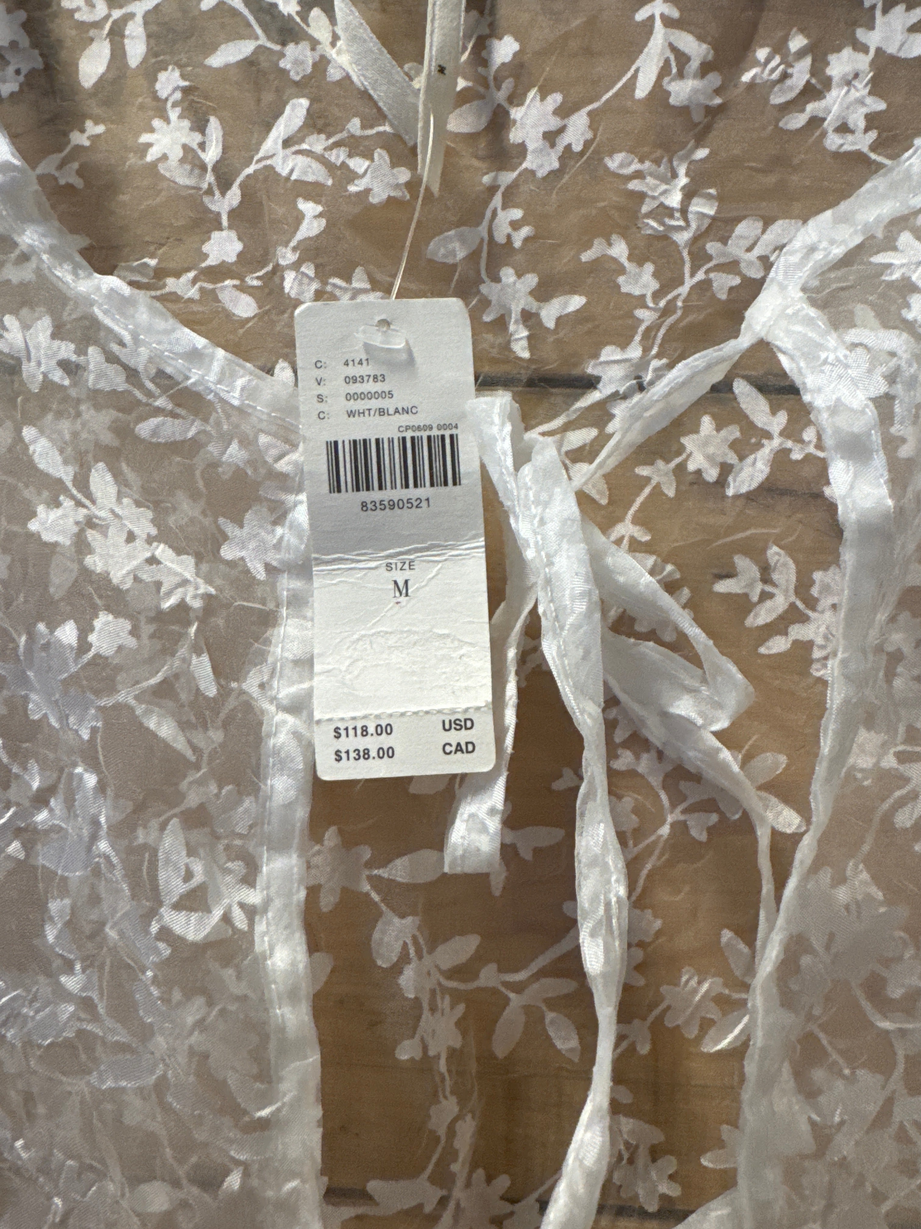 White Anthropologie Sheer nwt duster, M