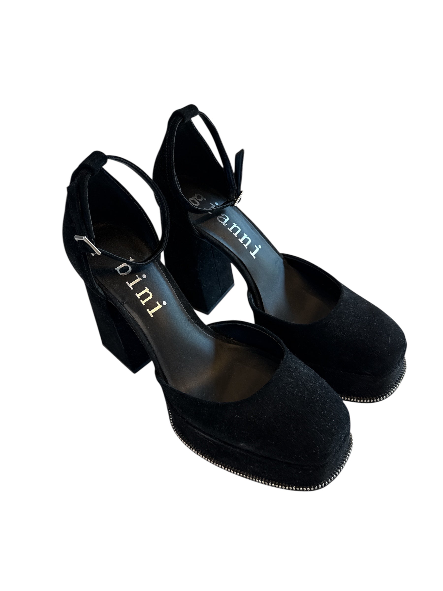 black gianni closed toe platform heel, 9
