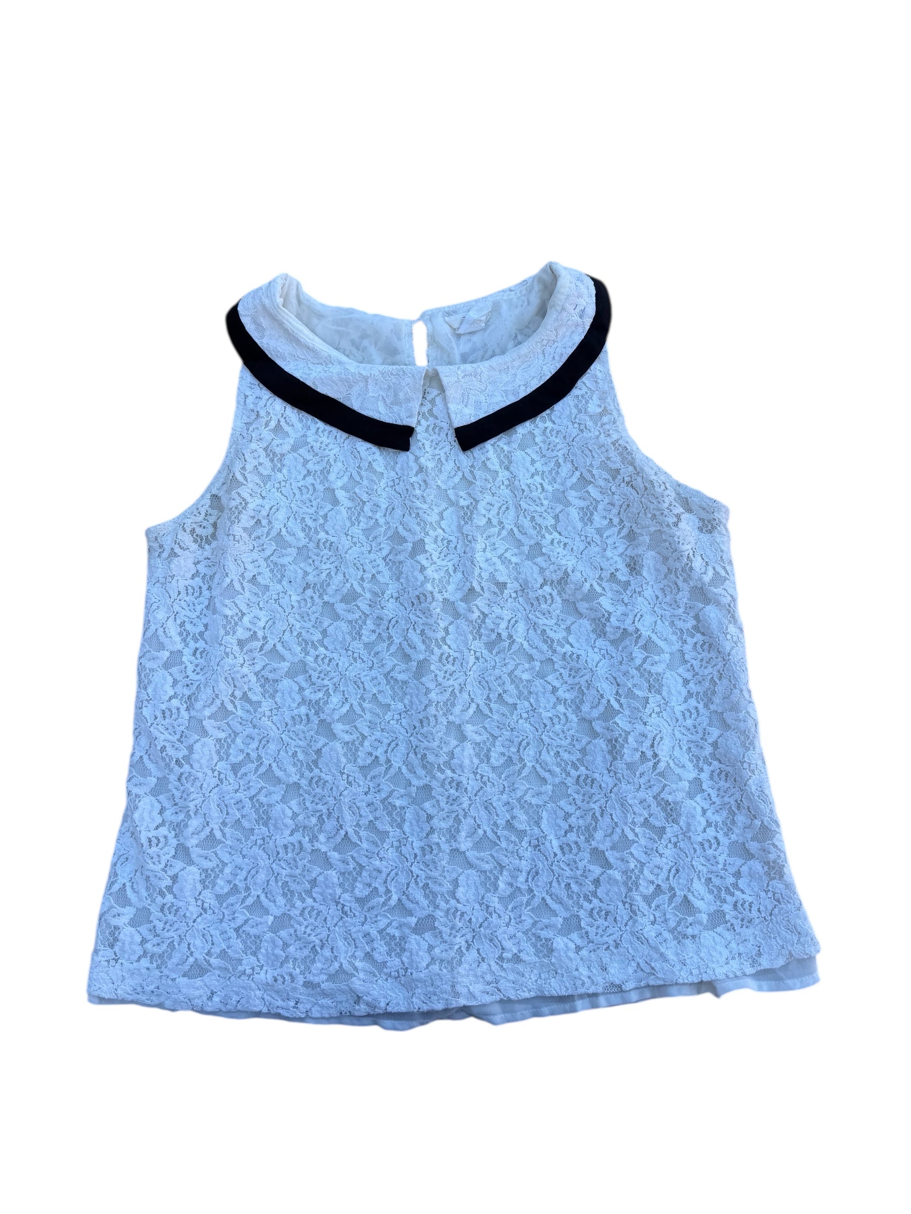 white black one clothing lace blouse w collar, m
