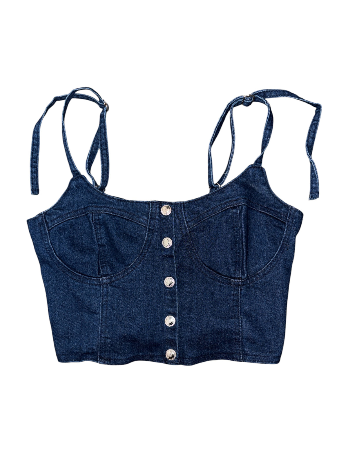 blue m michel denim bustier tank, s