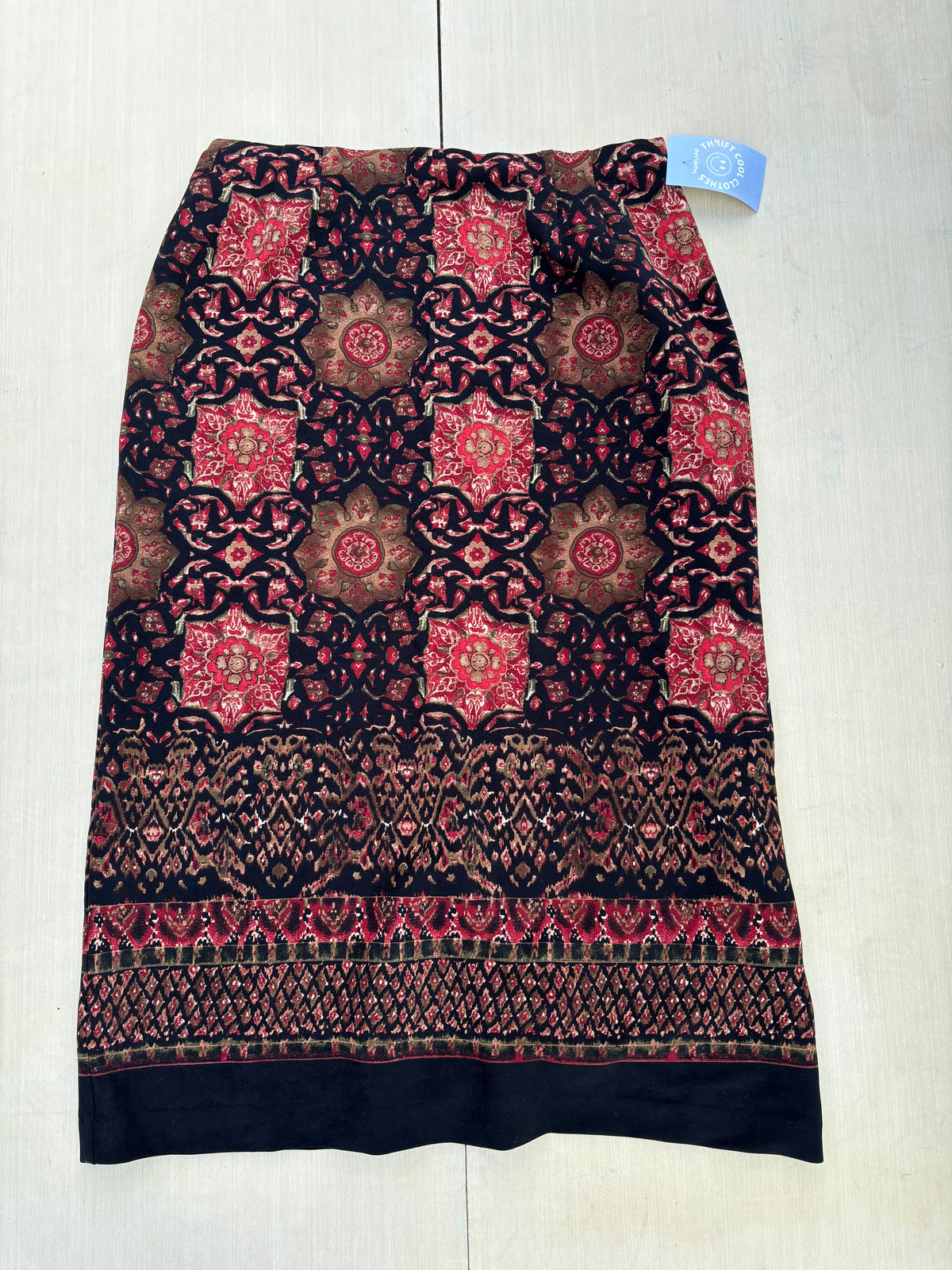 brown black red jm petite paisley skirt, 10
