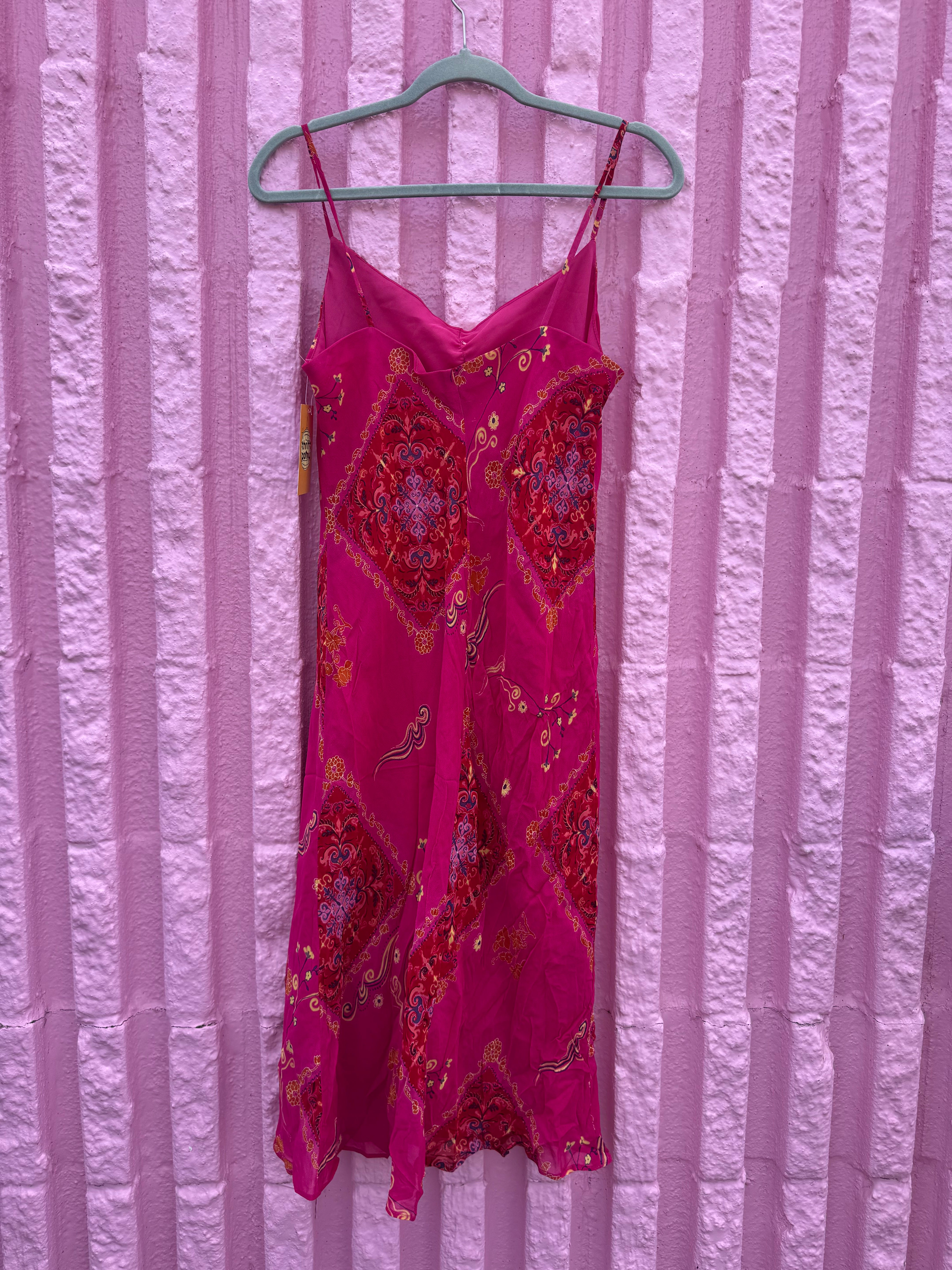 hot pink robbie bee vtg paisley cami dress, 10