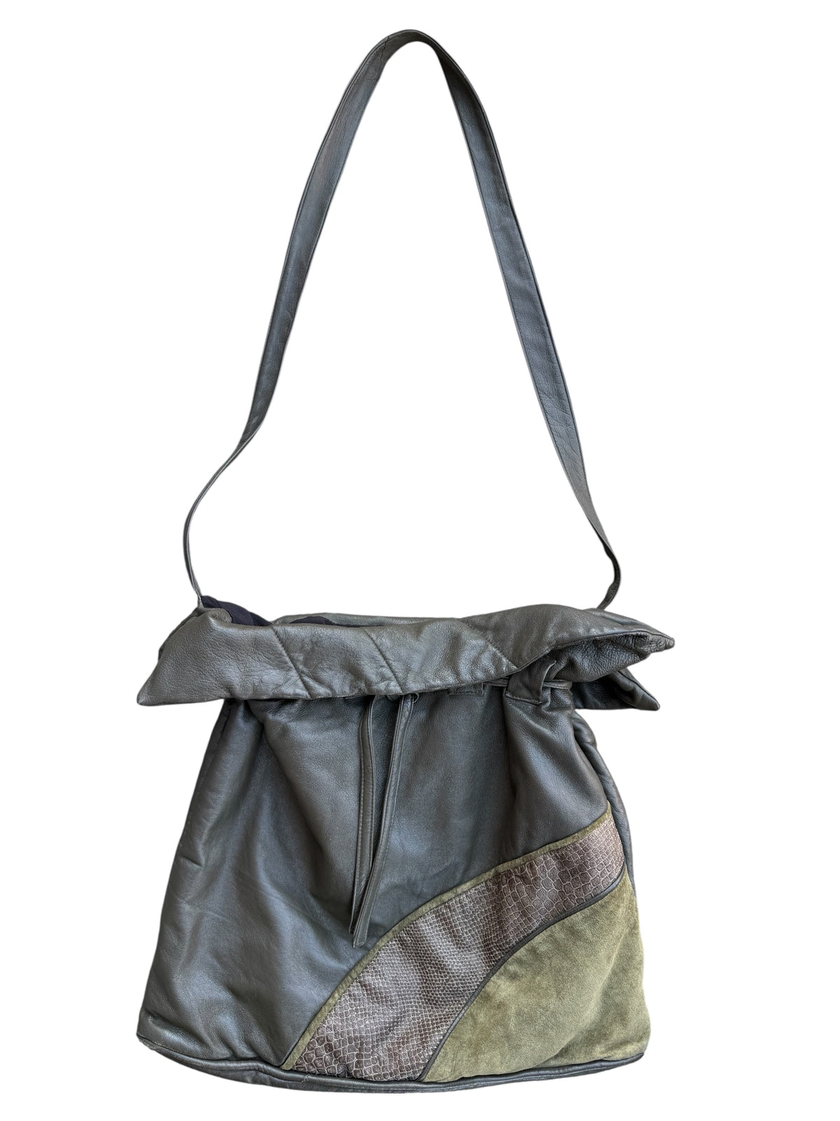 green leather oversized tote