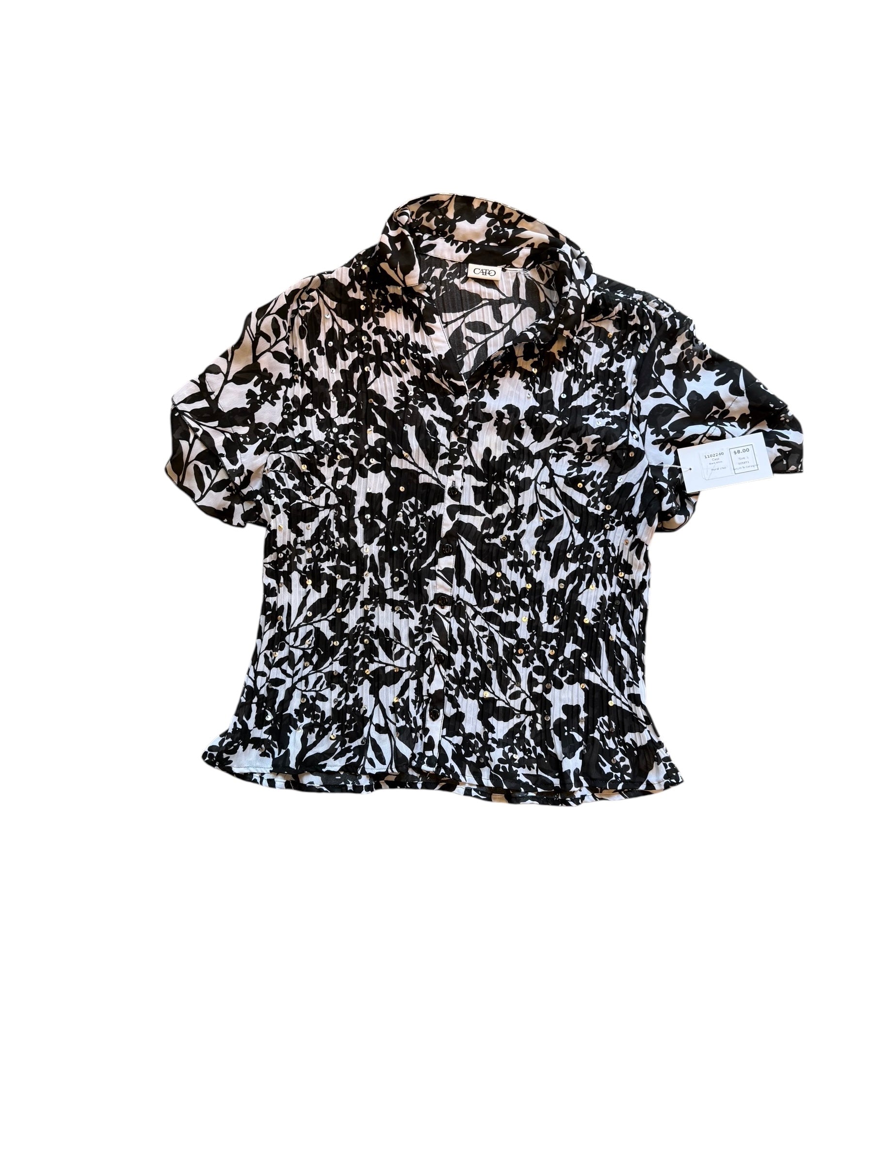 Black white Cato Floral top, L