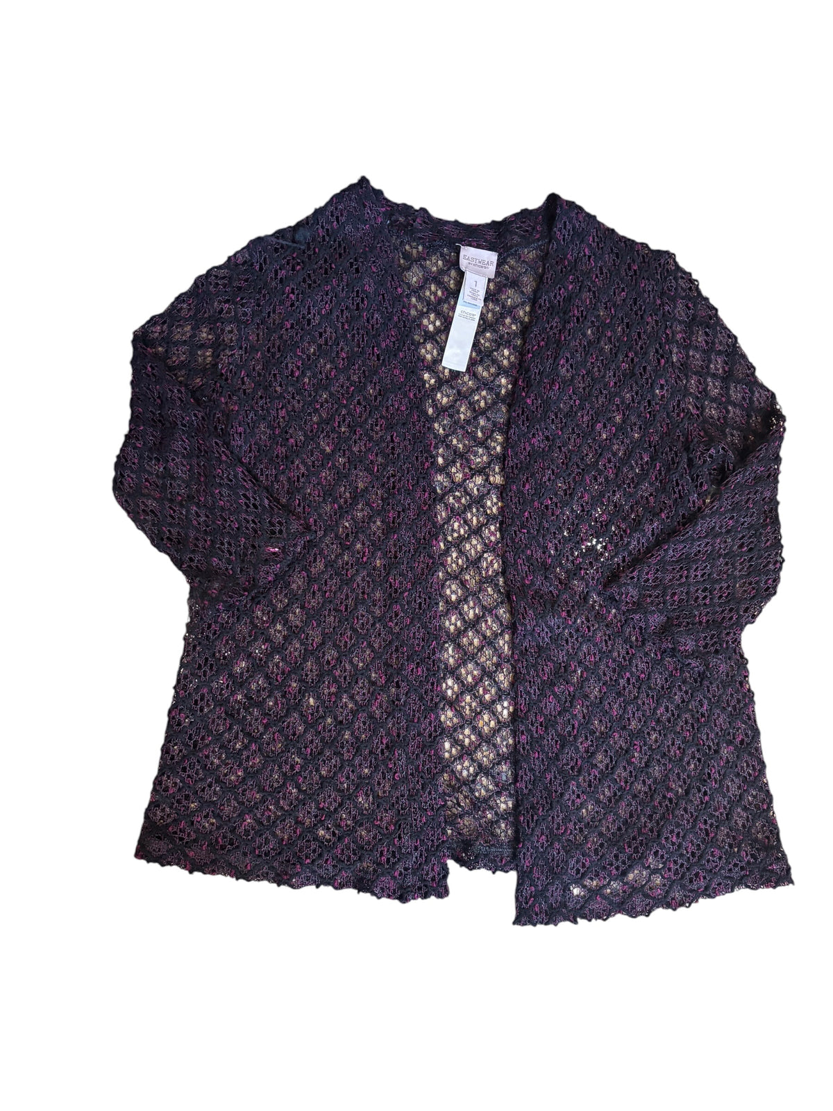 purple /black chicos loose knit cardigan, 1