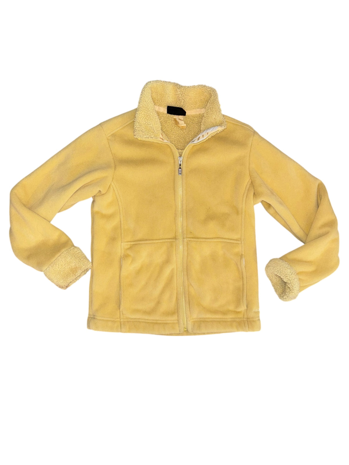 yellow patagonia fleece zip up jacket