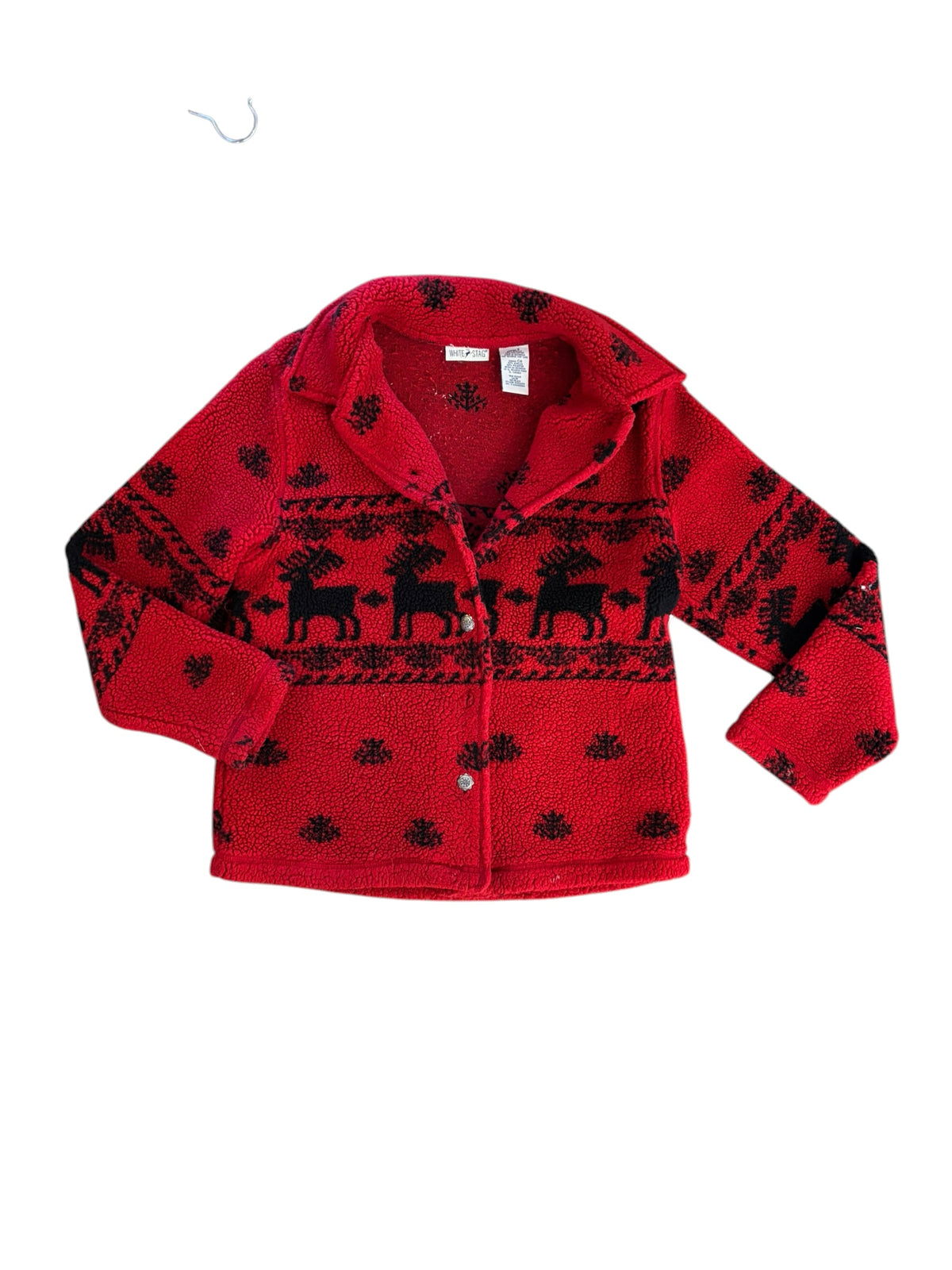 red black white stag sherpa moose coat, s