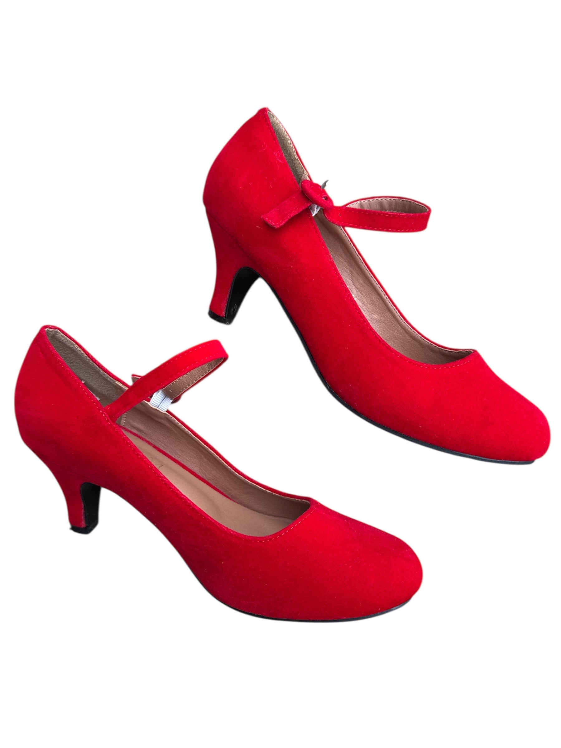 red heiyom maryjane heels, 7.5