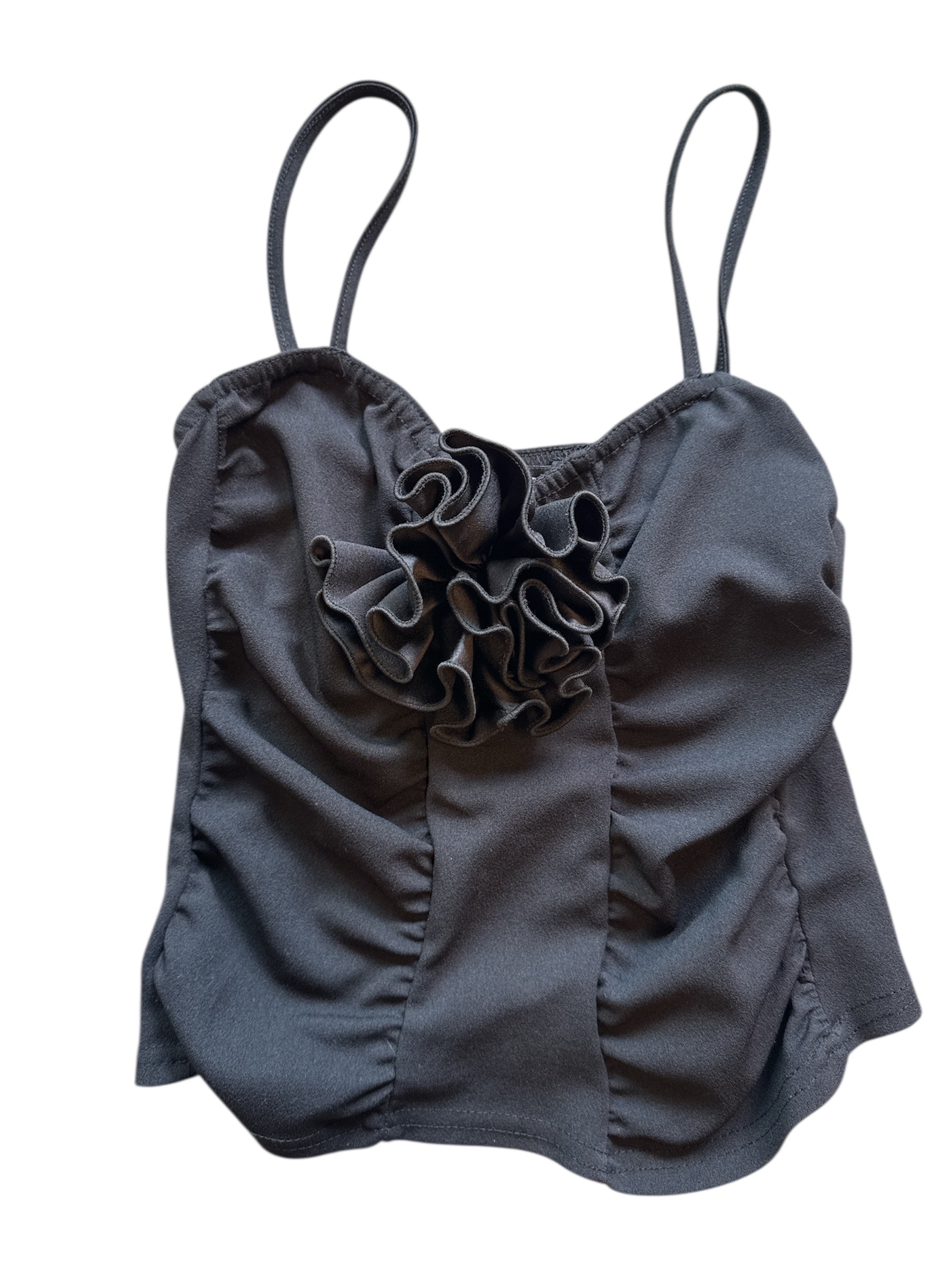 black boo hoo rosette crop top, s
