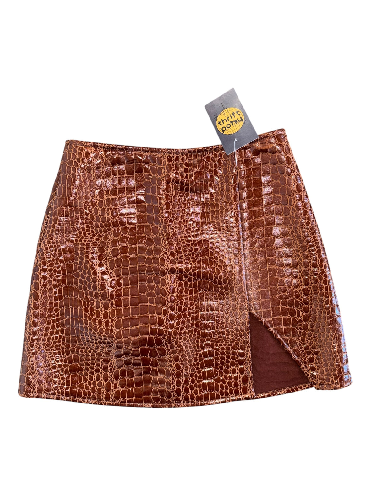 brown motel animal print skirt, m