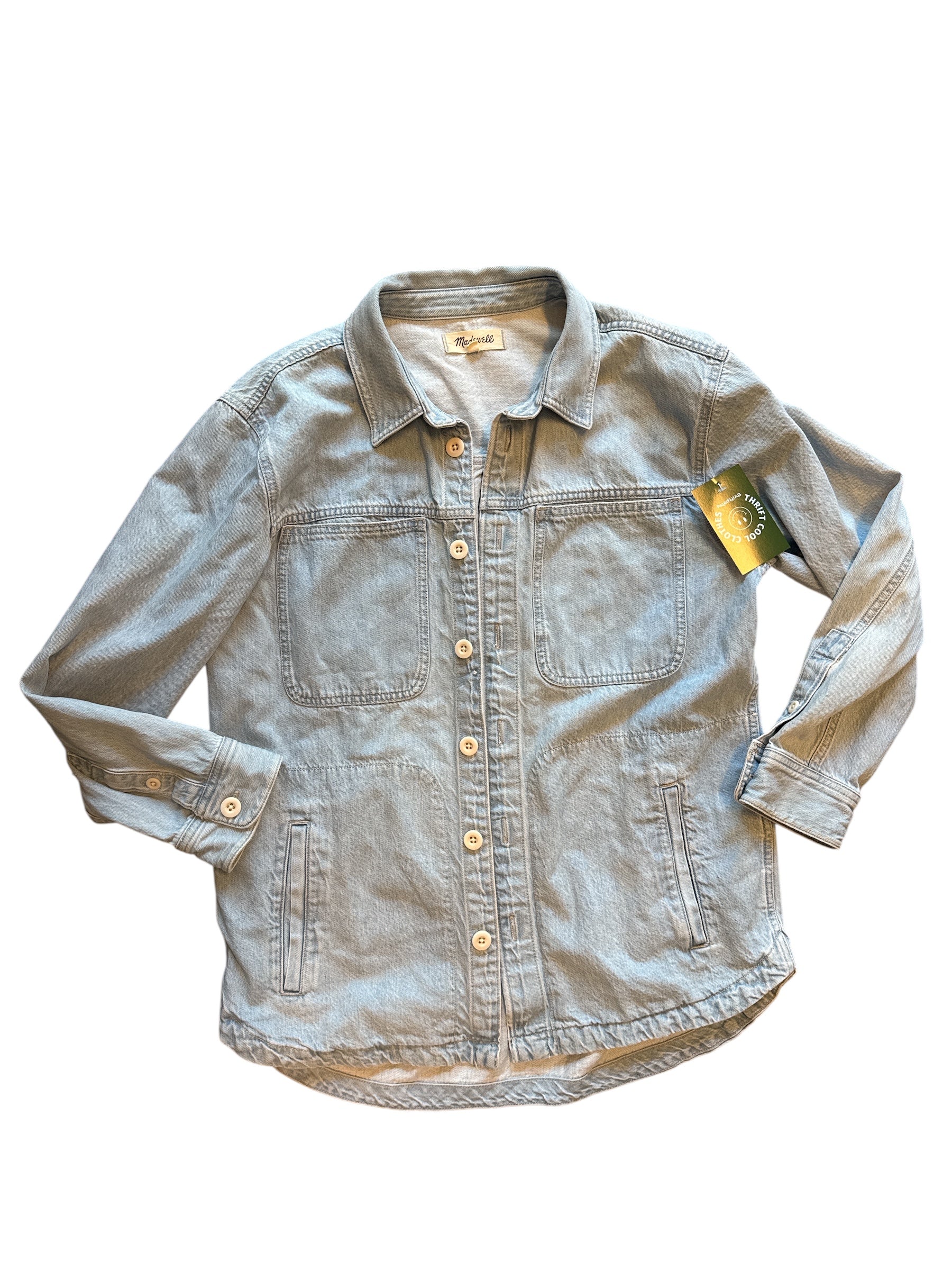 blue madewell chambray button up, s