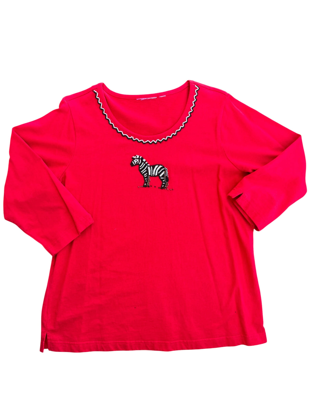 Red  Beaded zebra top, L