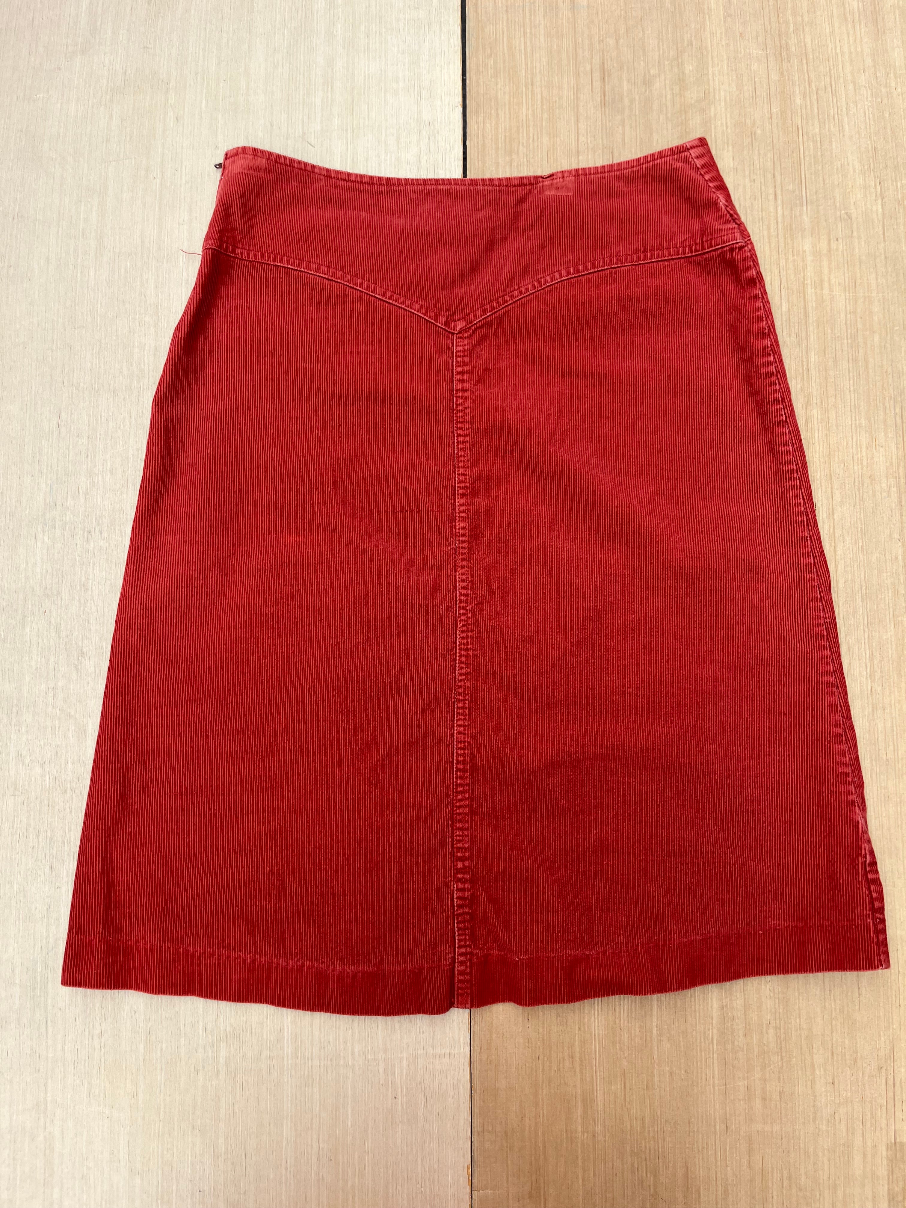 rust impuls cord midi skirt, m