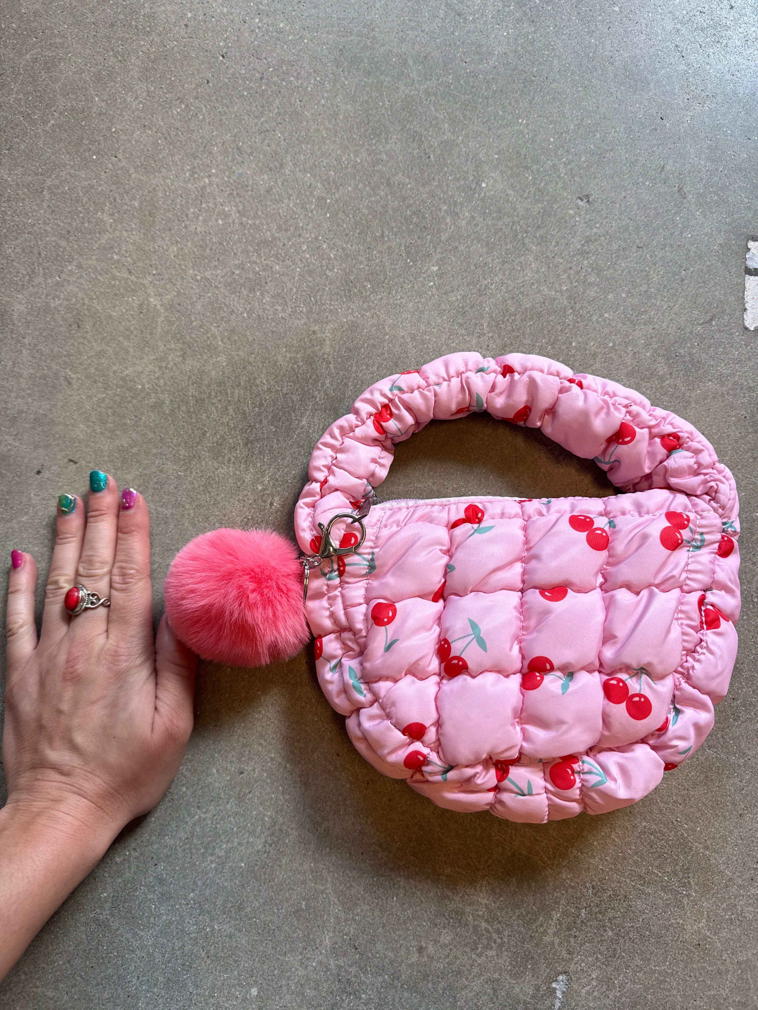 quilted cherry bag