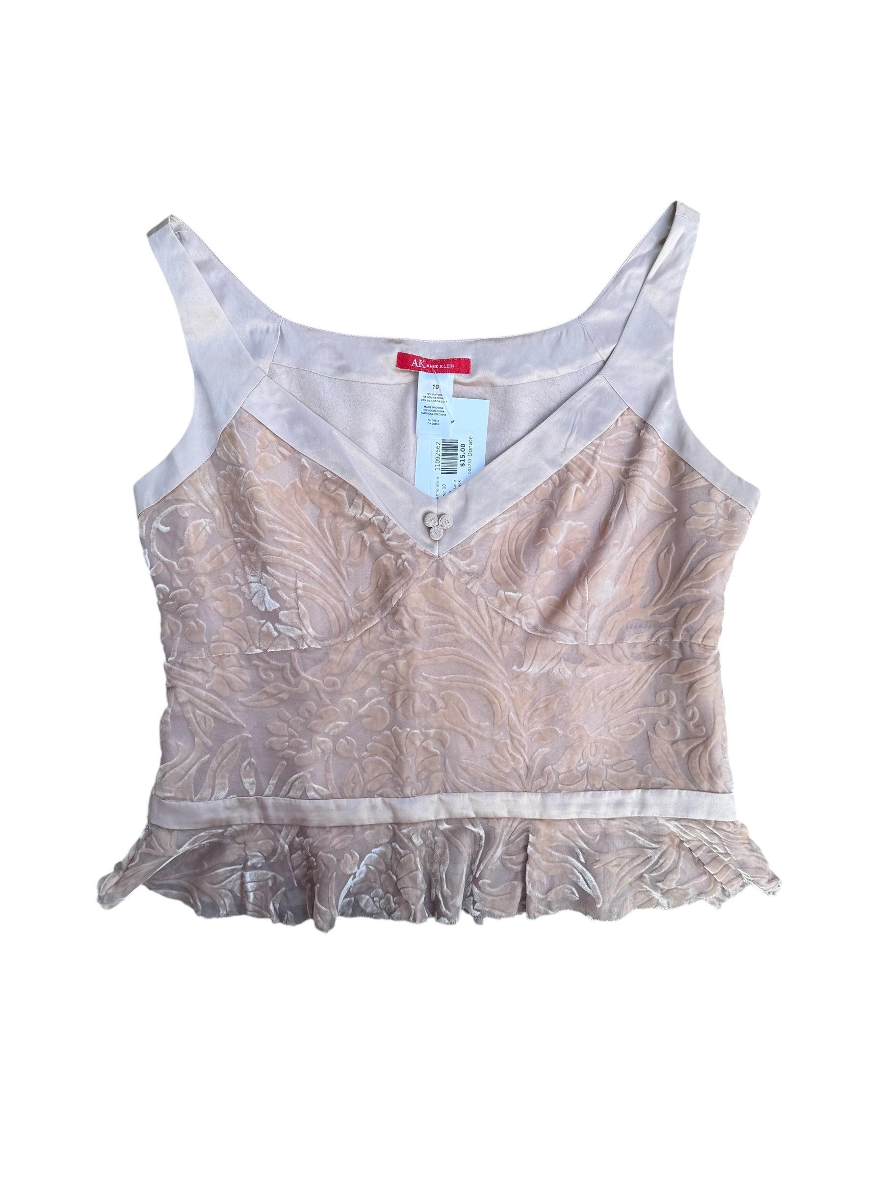 pink anne klein velour satin floral vneck tank, 10