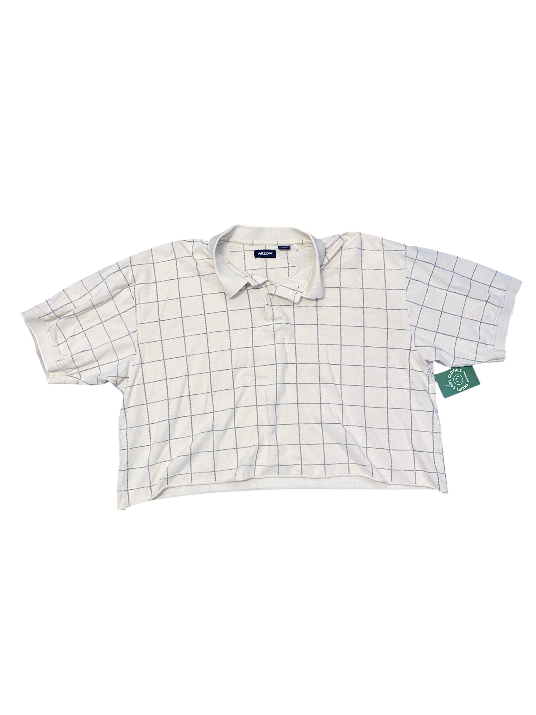 cream arrow grid crop polo, xxl
