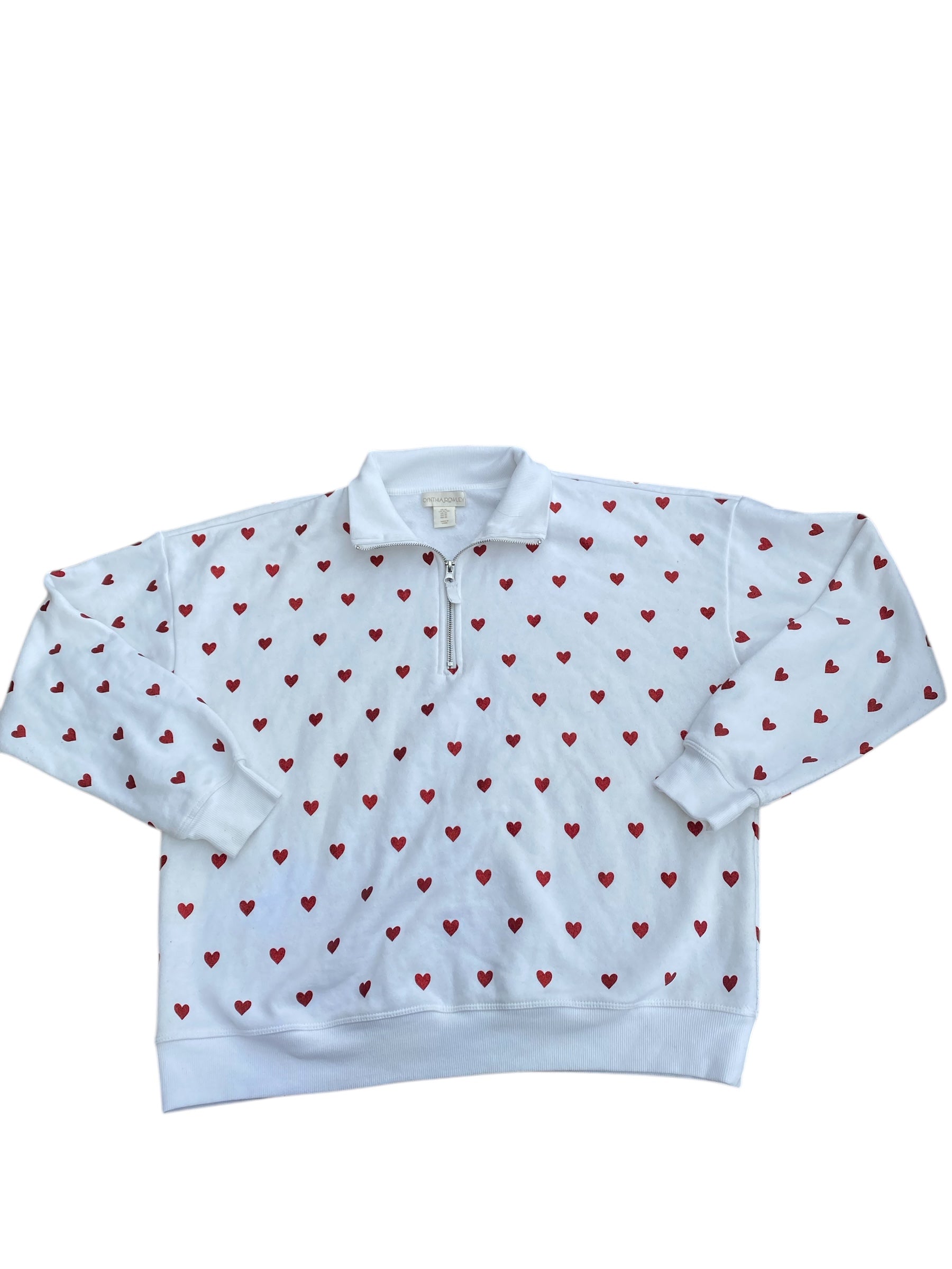White red Cynthia rowley Sparkle heart quarter zip, Xl