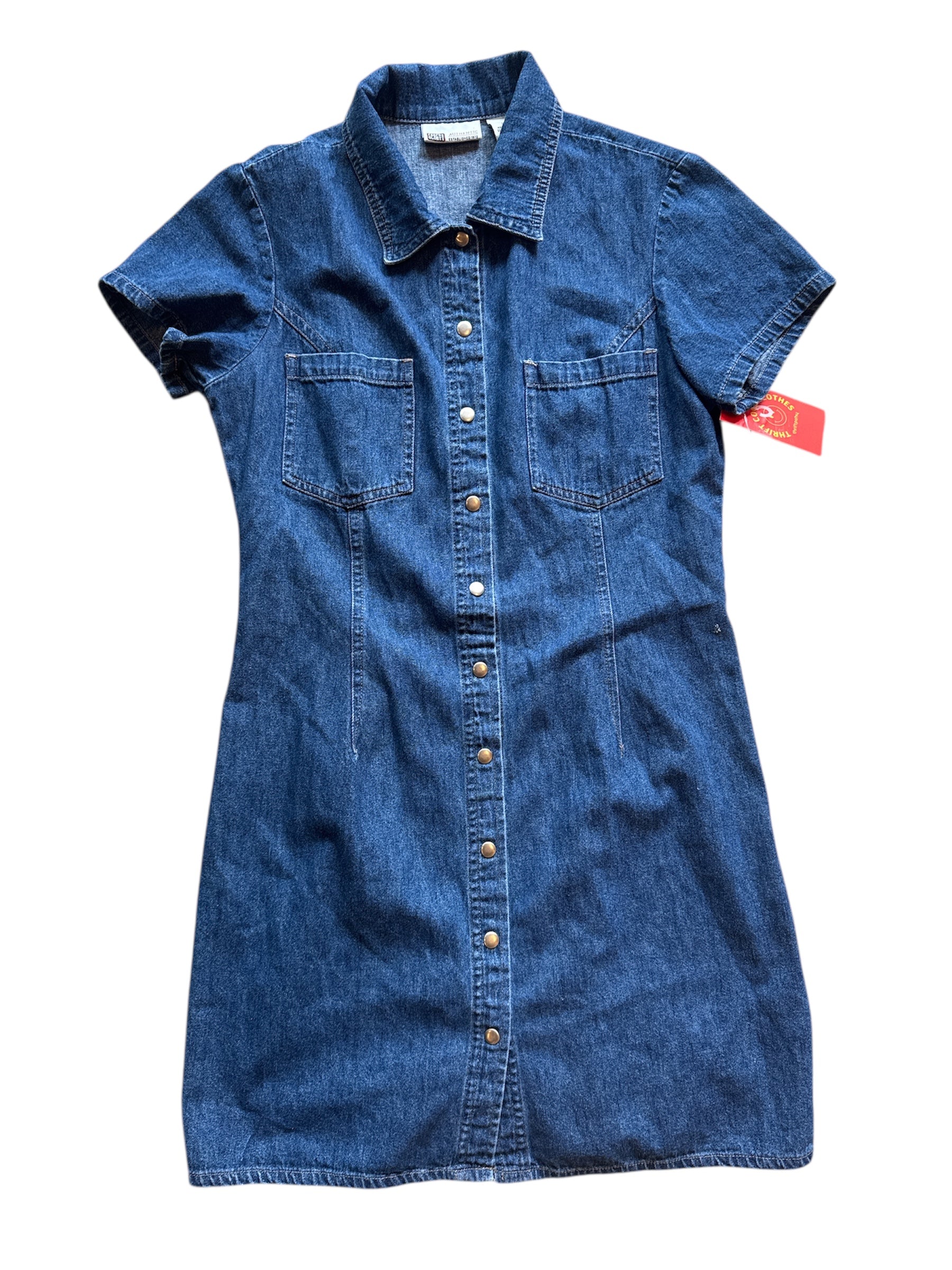 blue faded glory denim button dress, s