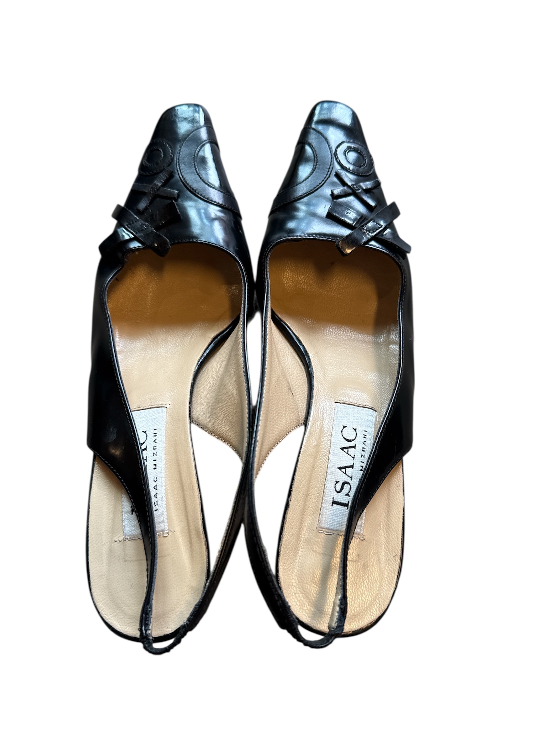 Black Isaac Leather kitten heel, 6