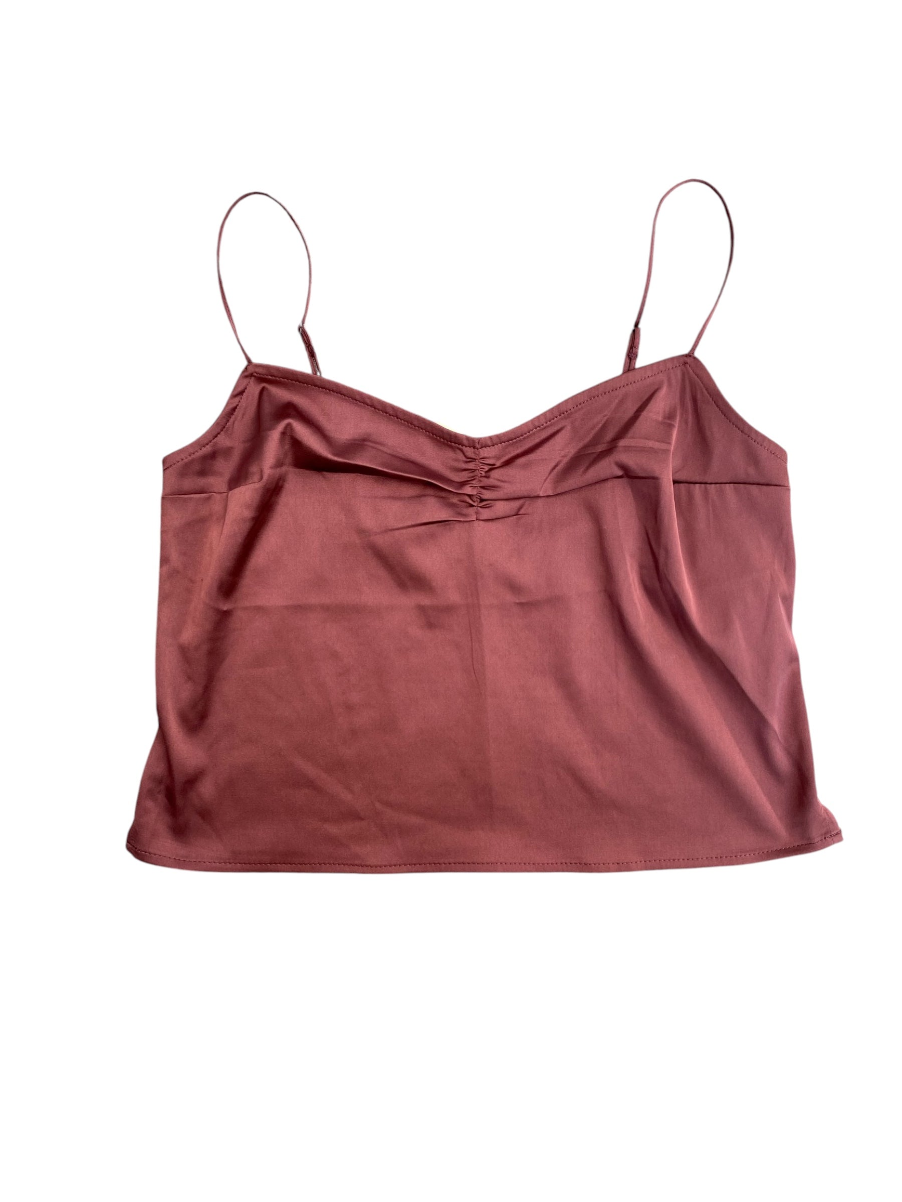 brown abercrombie & fitch cropped silky tank, xs