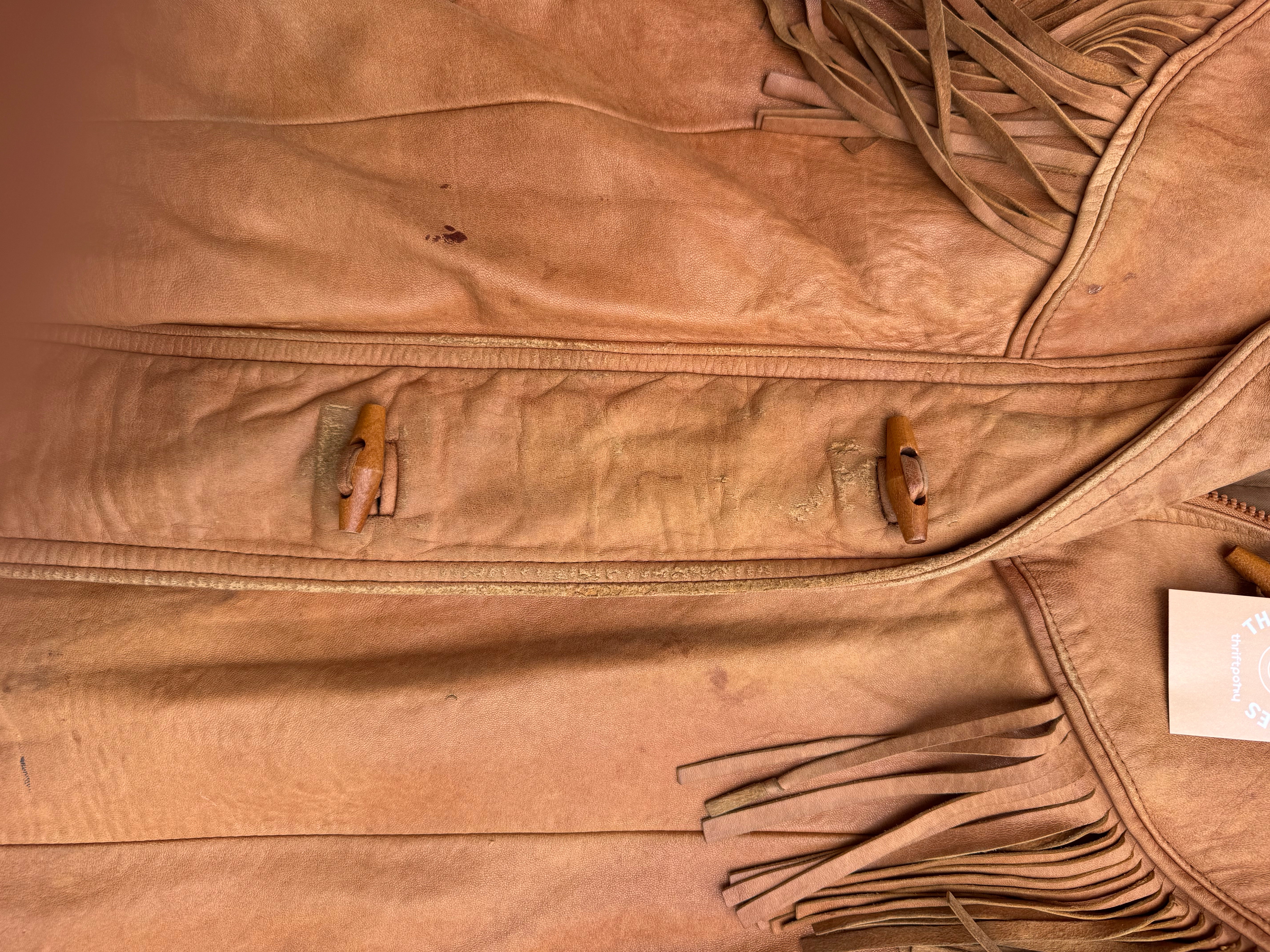 Brown Alaskan ever wear Vtg fringe leather jacket, L