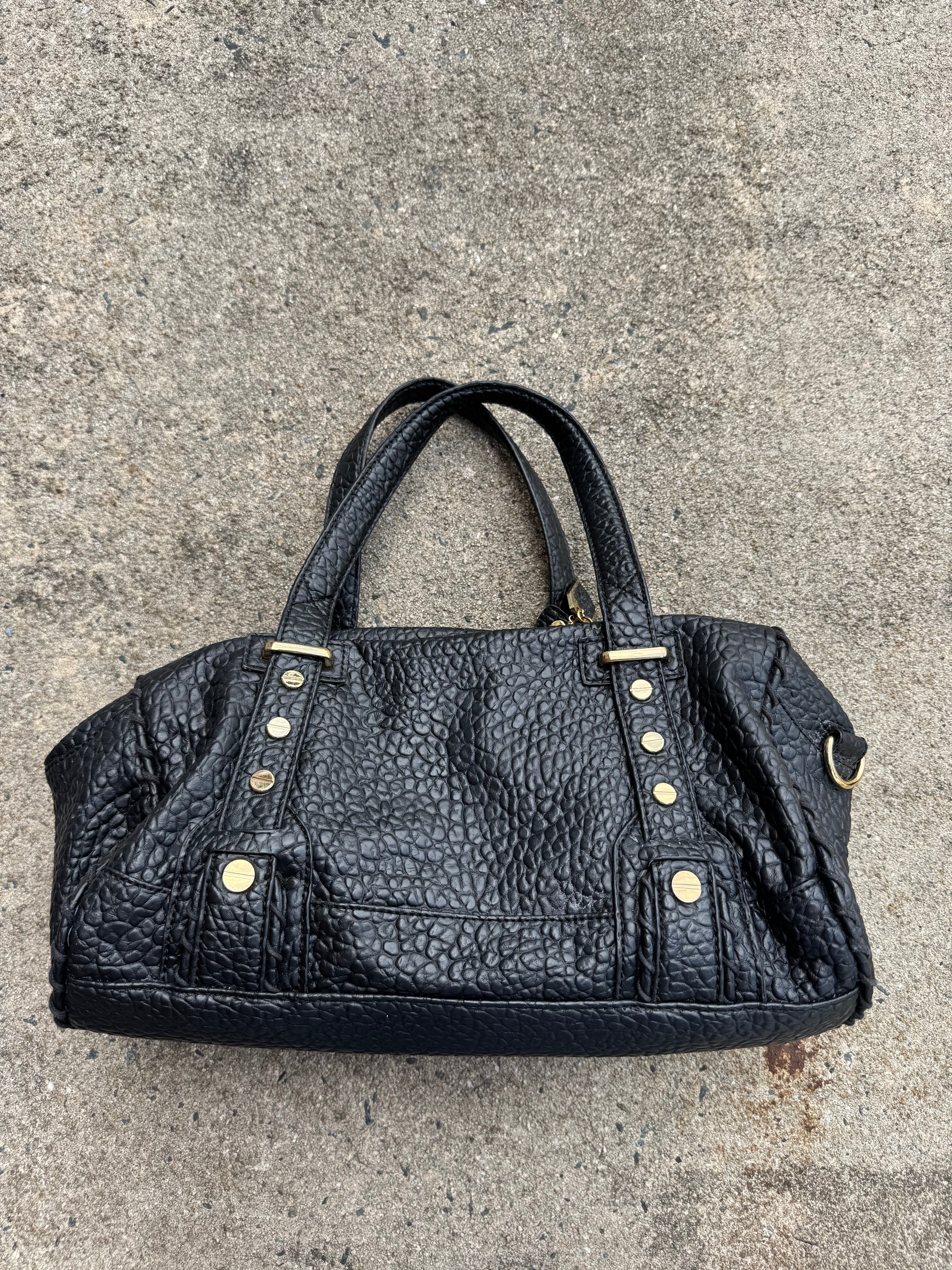 black kdny leather handbag
