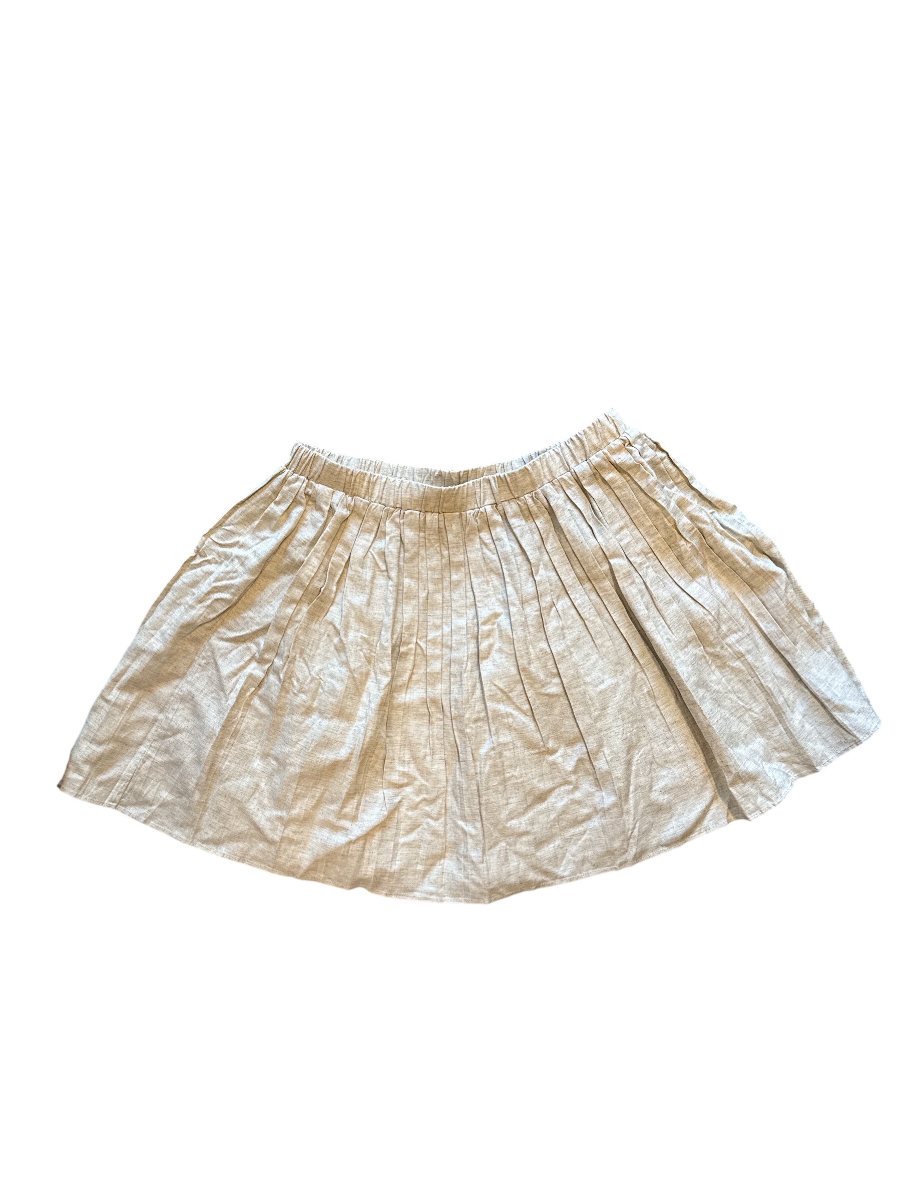 tan vestique NWT pleated linen mini skirt, m
