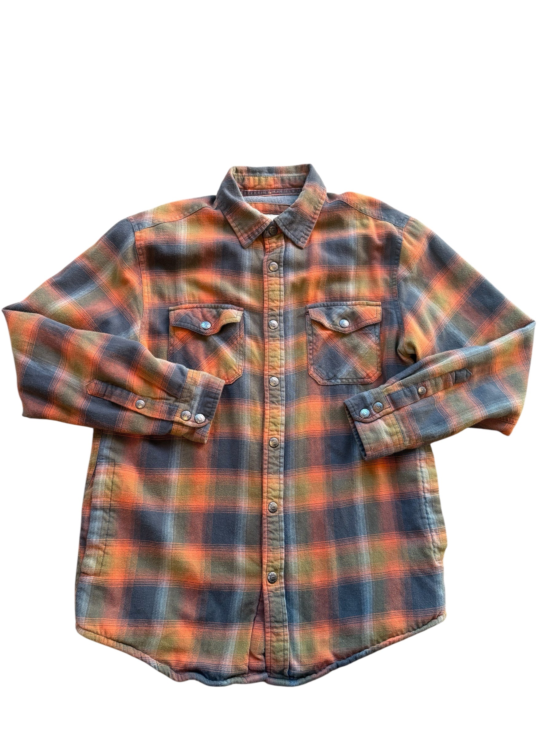 gray orange dakora grizzly layered flannel, m