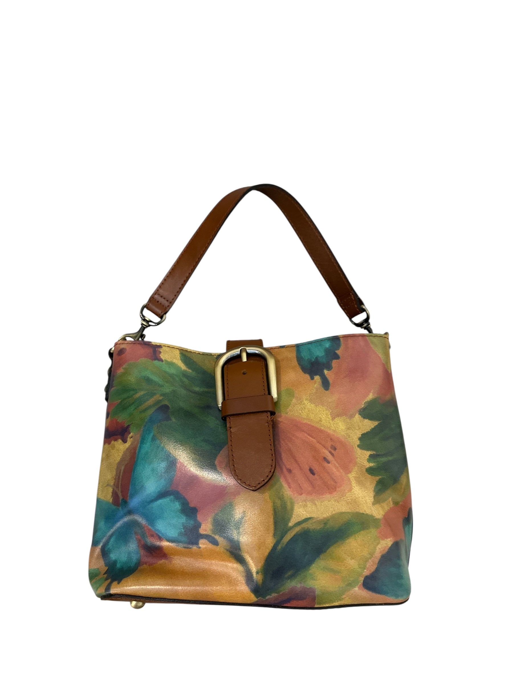 yellow green brown patricia nash butterfly painted handbag