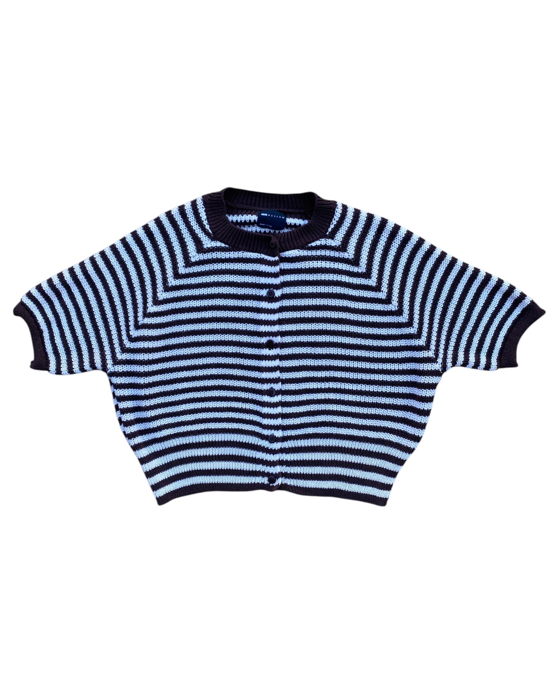 white brown asos striped sweater top