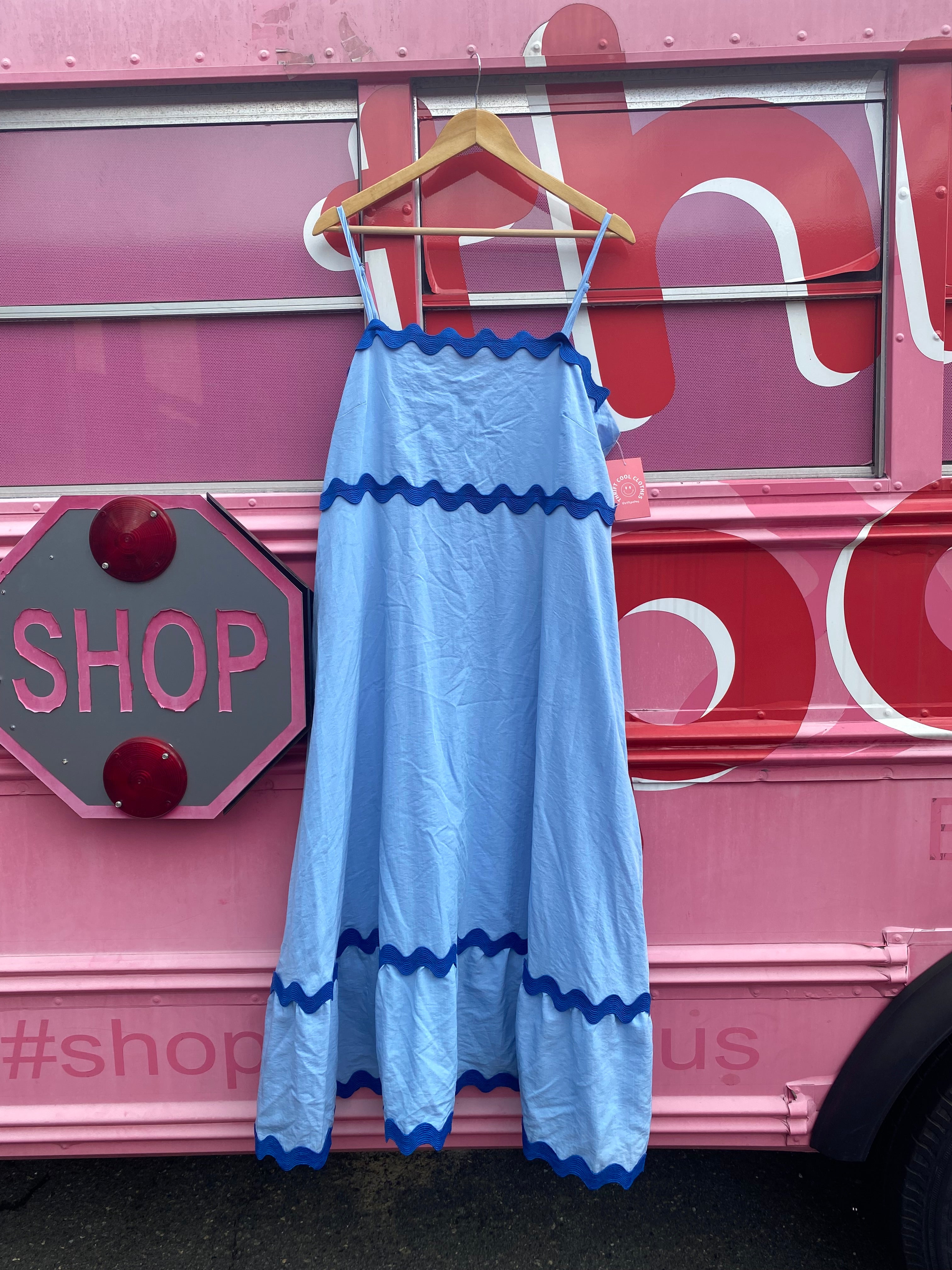 Blue Kirundo Squiggle trim maxi dress, XL