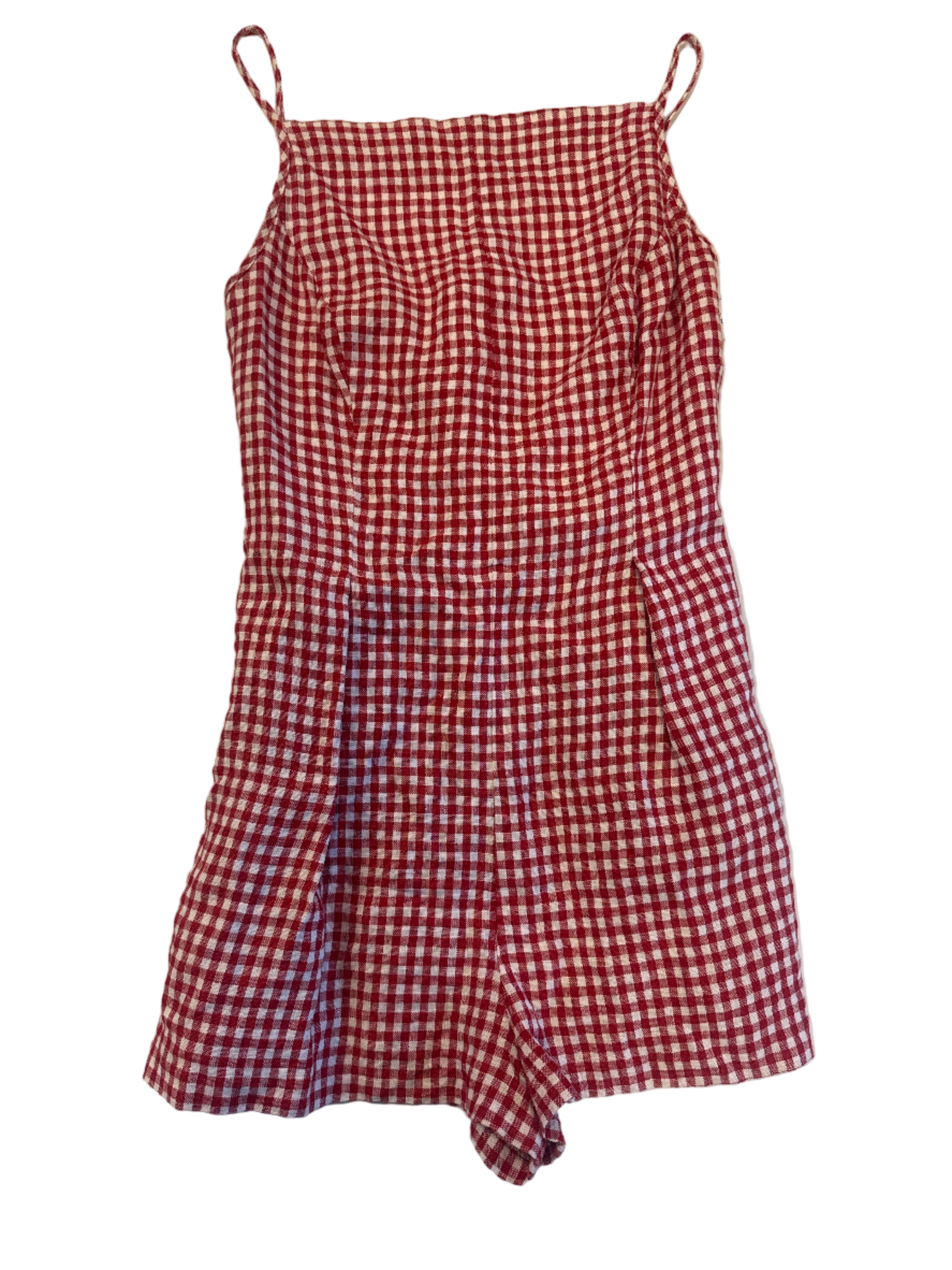 Red Reformation Gingham romper, 8 (fits like S)