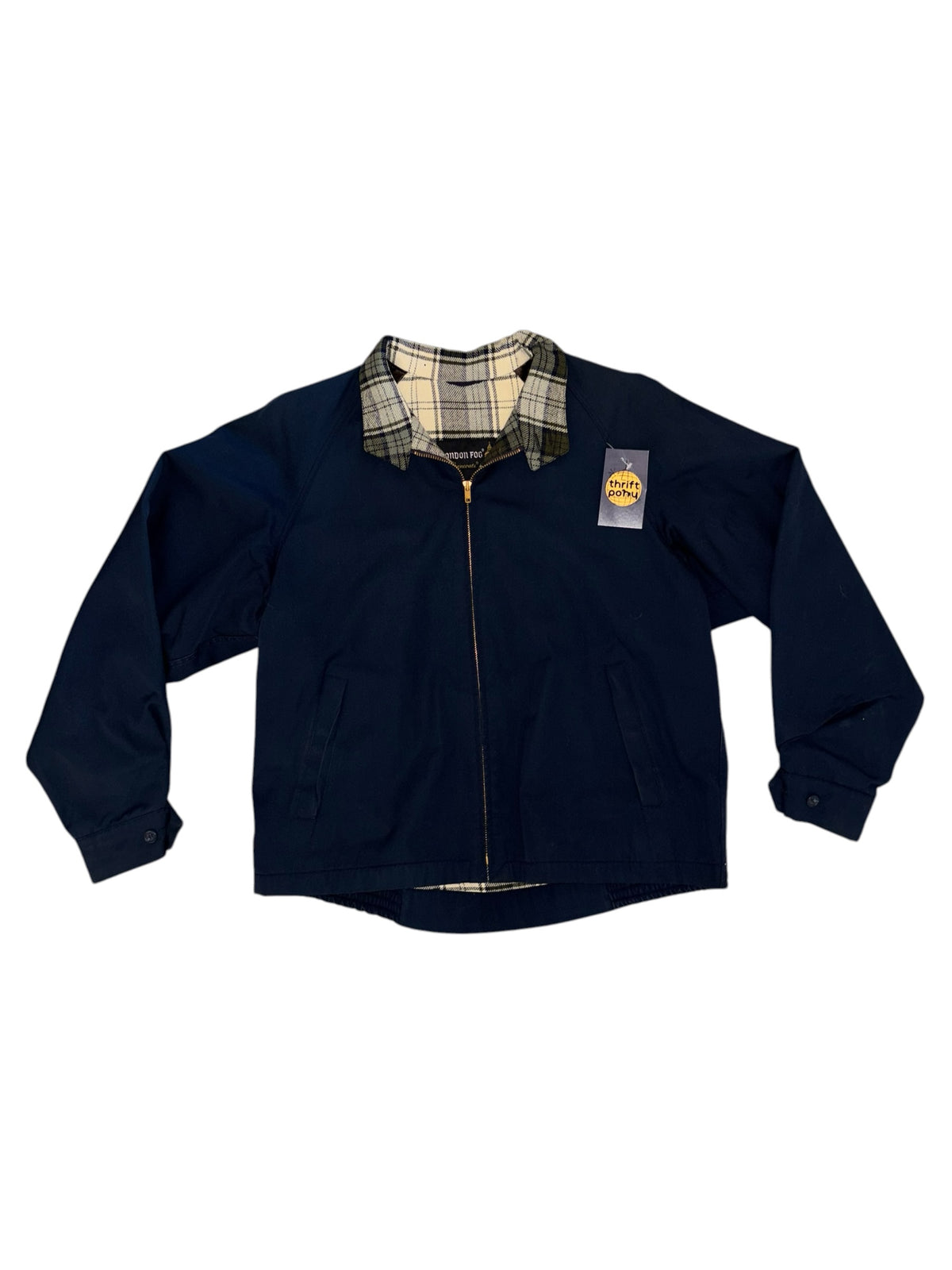 navy london fog flannel lined jacket, L