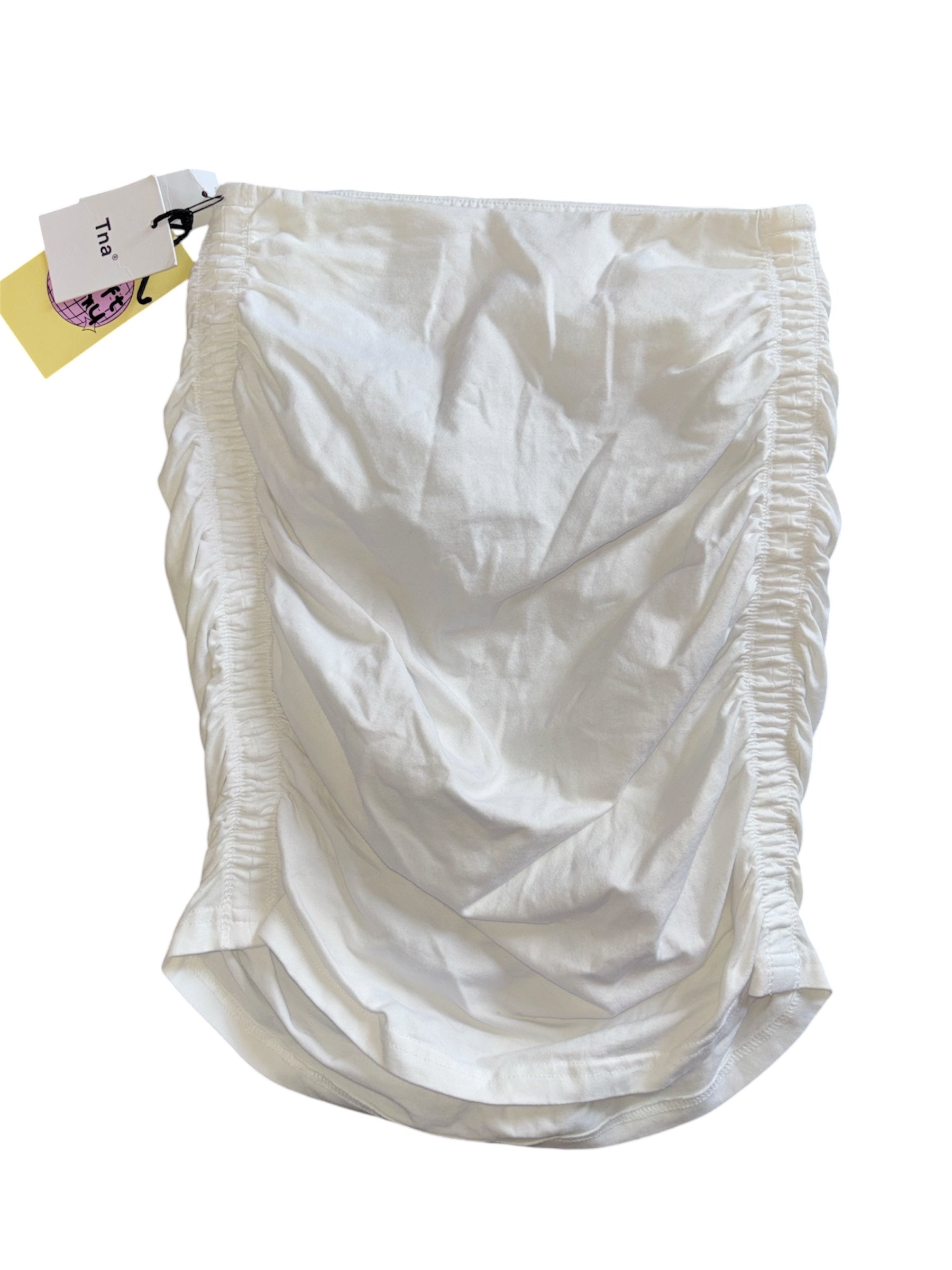 white tna nwt ruched strapless top, xs