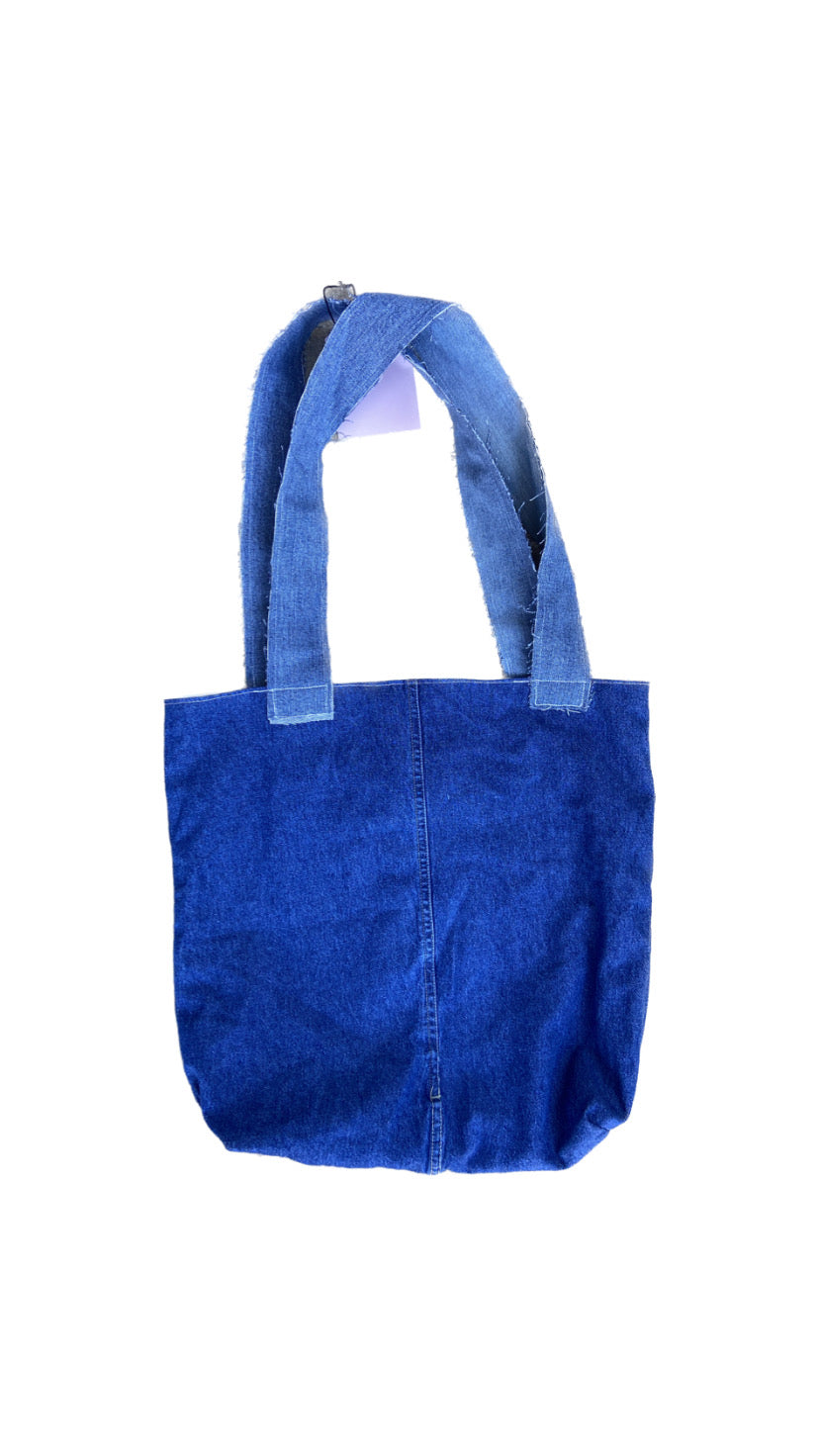 handmade upcycled martini center denim tote