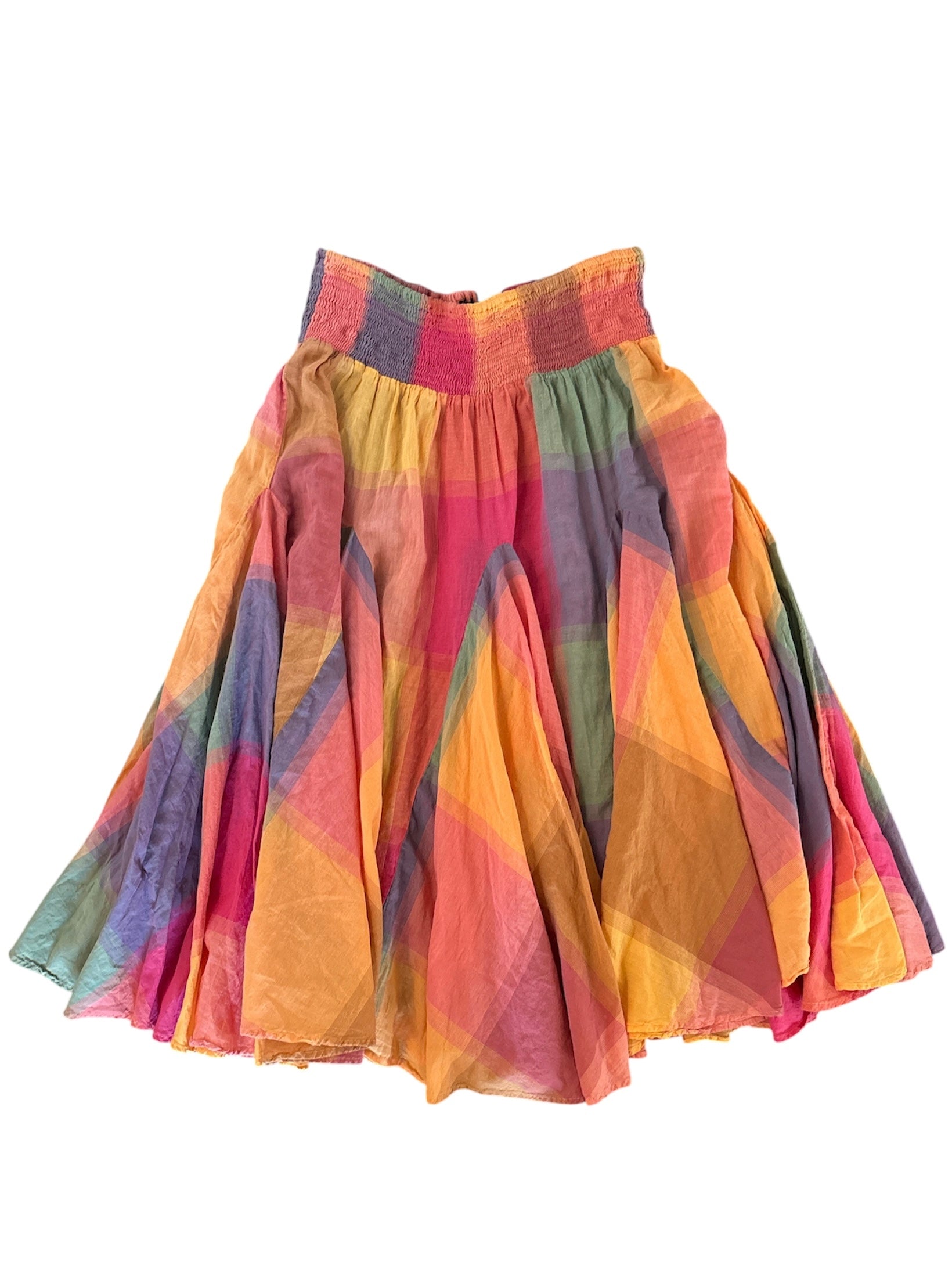 orange pink purple grace elements smocked waist skirt, xl