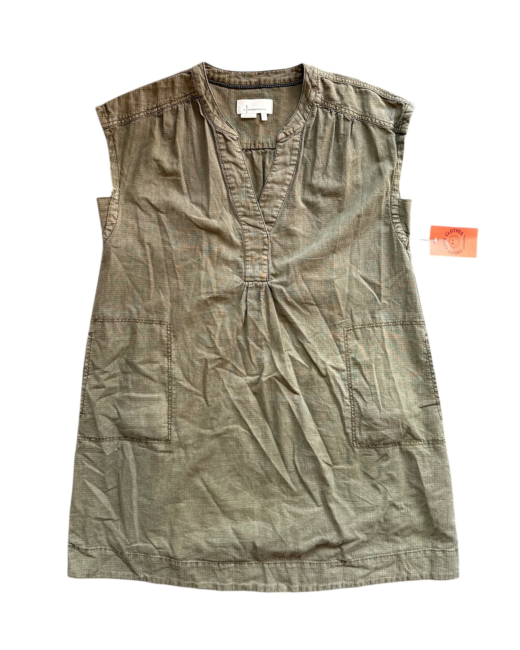 green anthropologie shirt dress, small