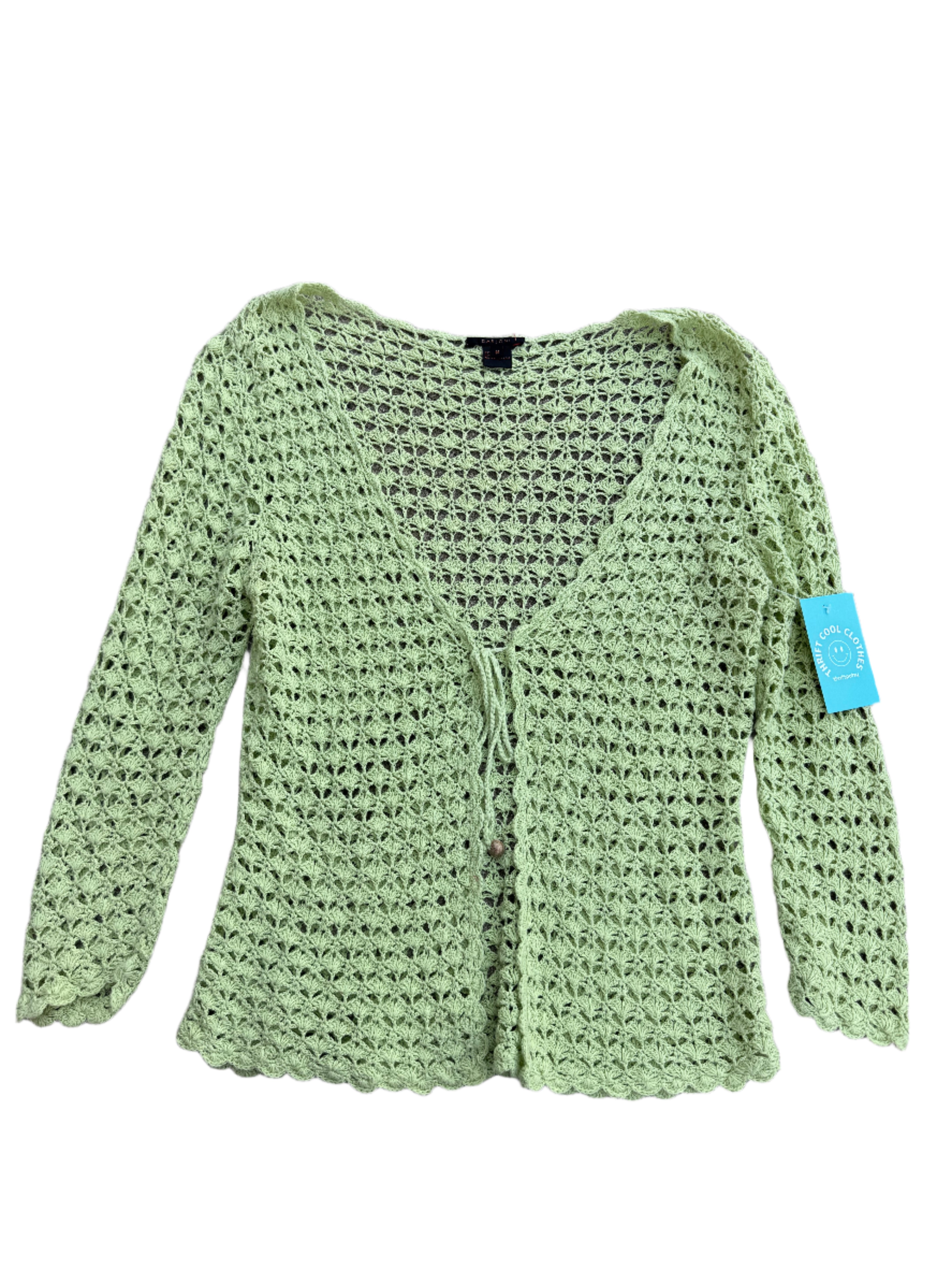 green Darjoni crochet cardigan, M